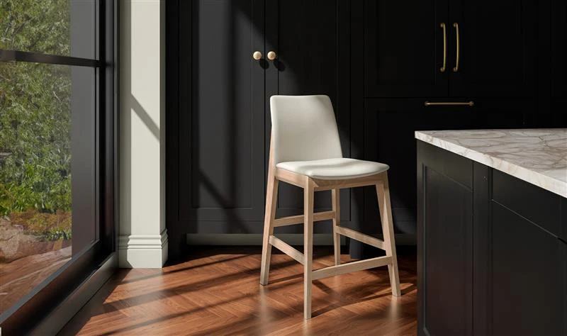 Deco Oak Counter Stool White PVC - Image 3