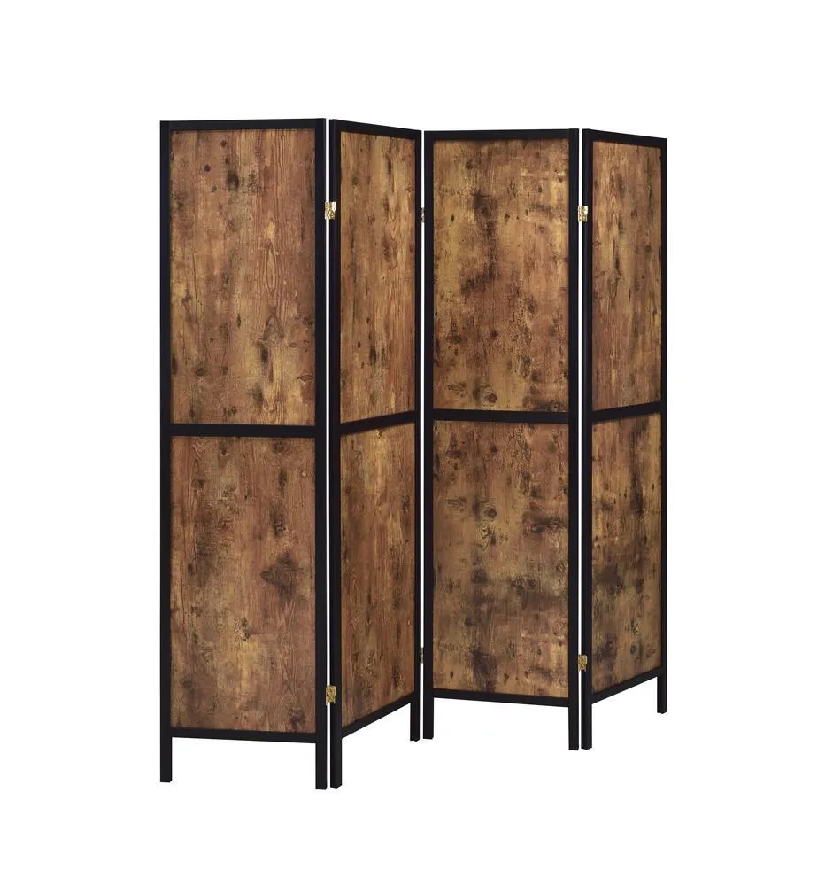 Deepika Antique Nutmeg/Black 4-Panel Folding Screen - Image 3