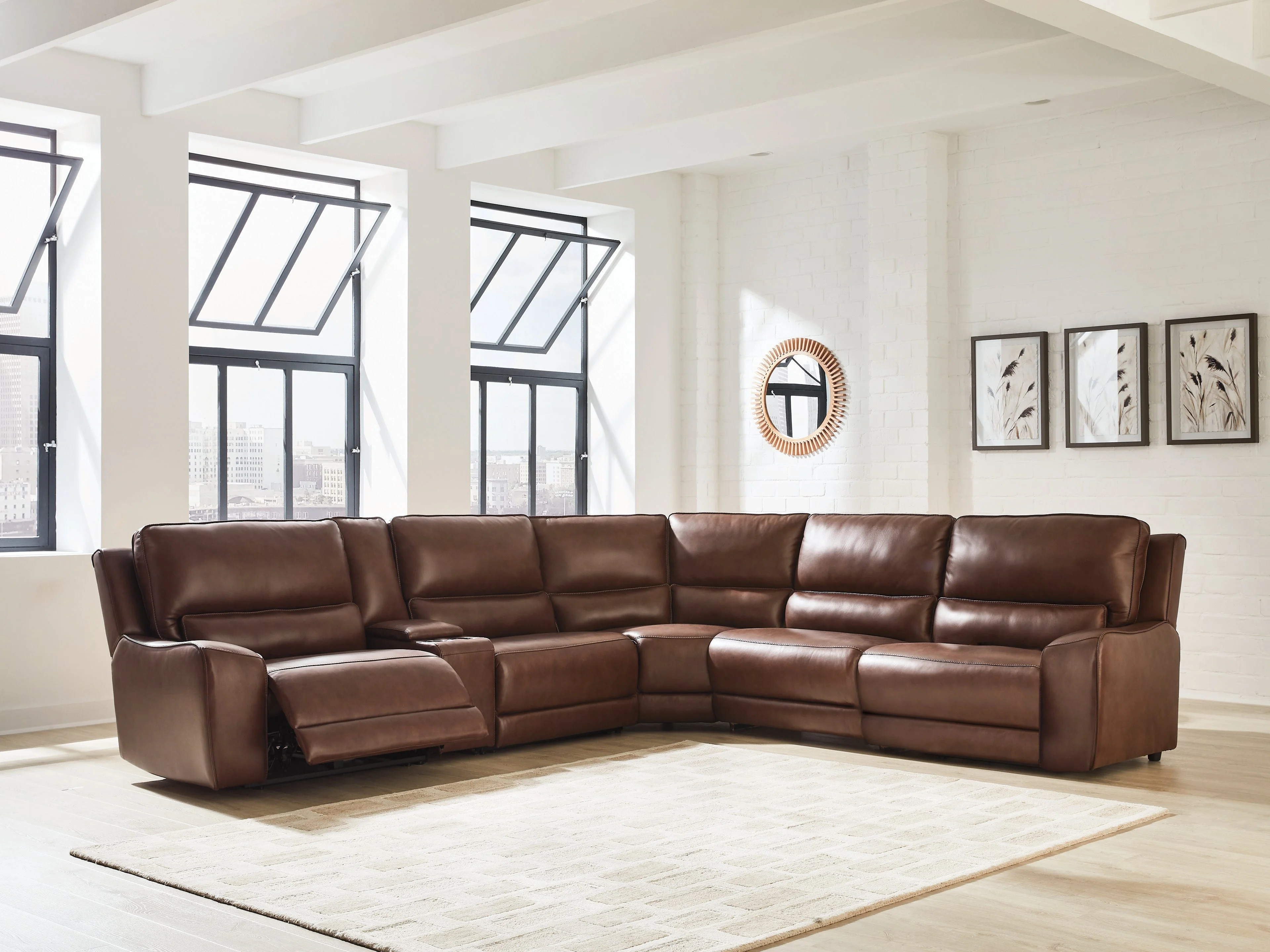 Deepwakes Canyon 6-Piece Reclining Sectional with Storage Console