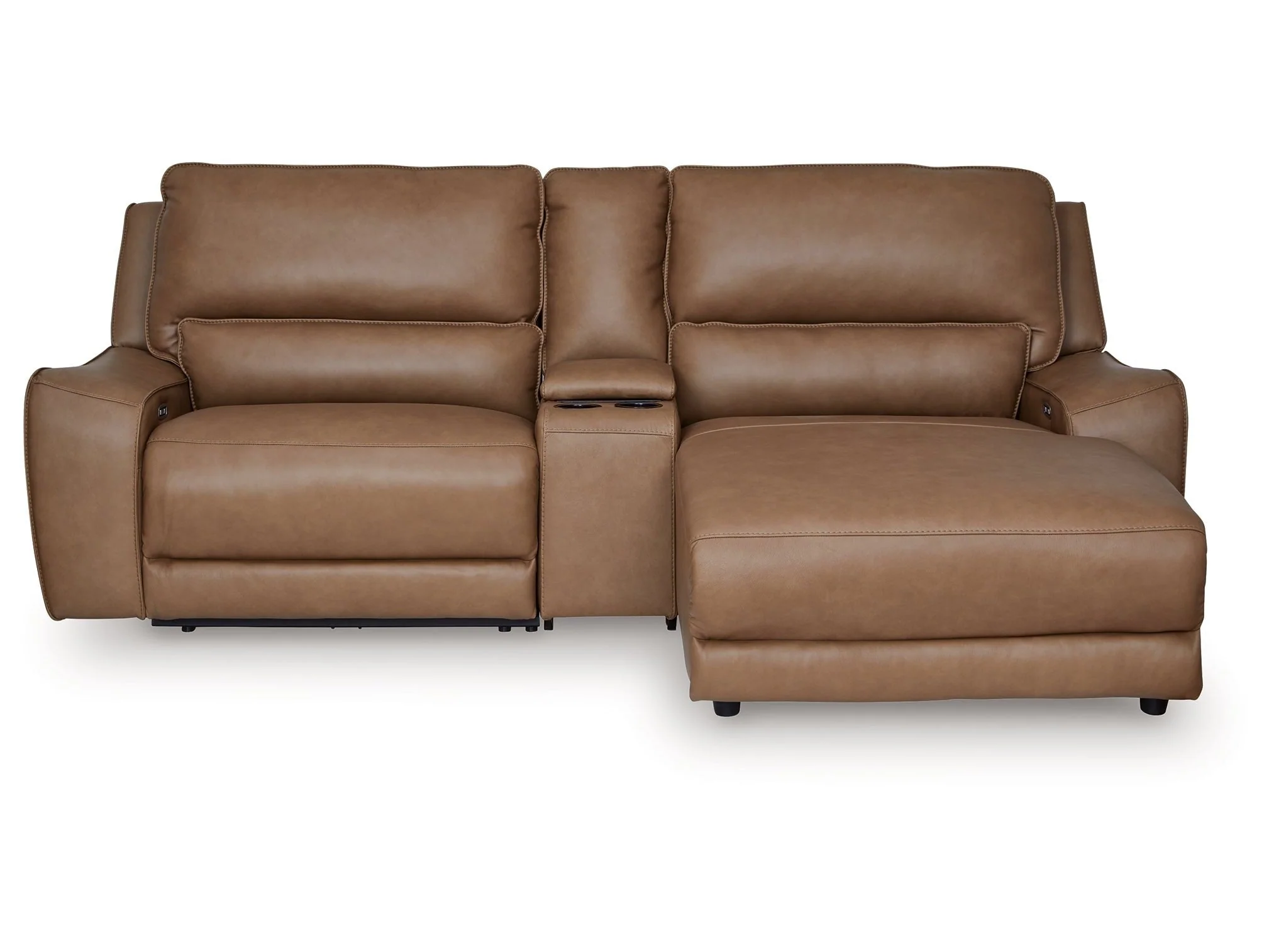 Deepwakes Caramel 3-Piece Power Reclining Sectional with Right Chaise - Image 2
