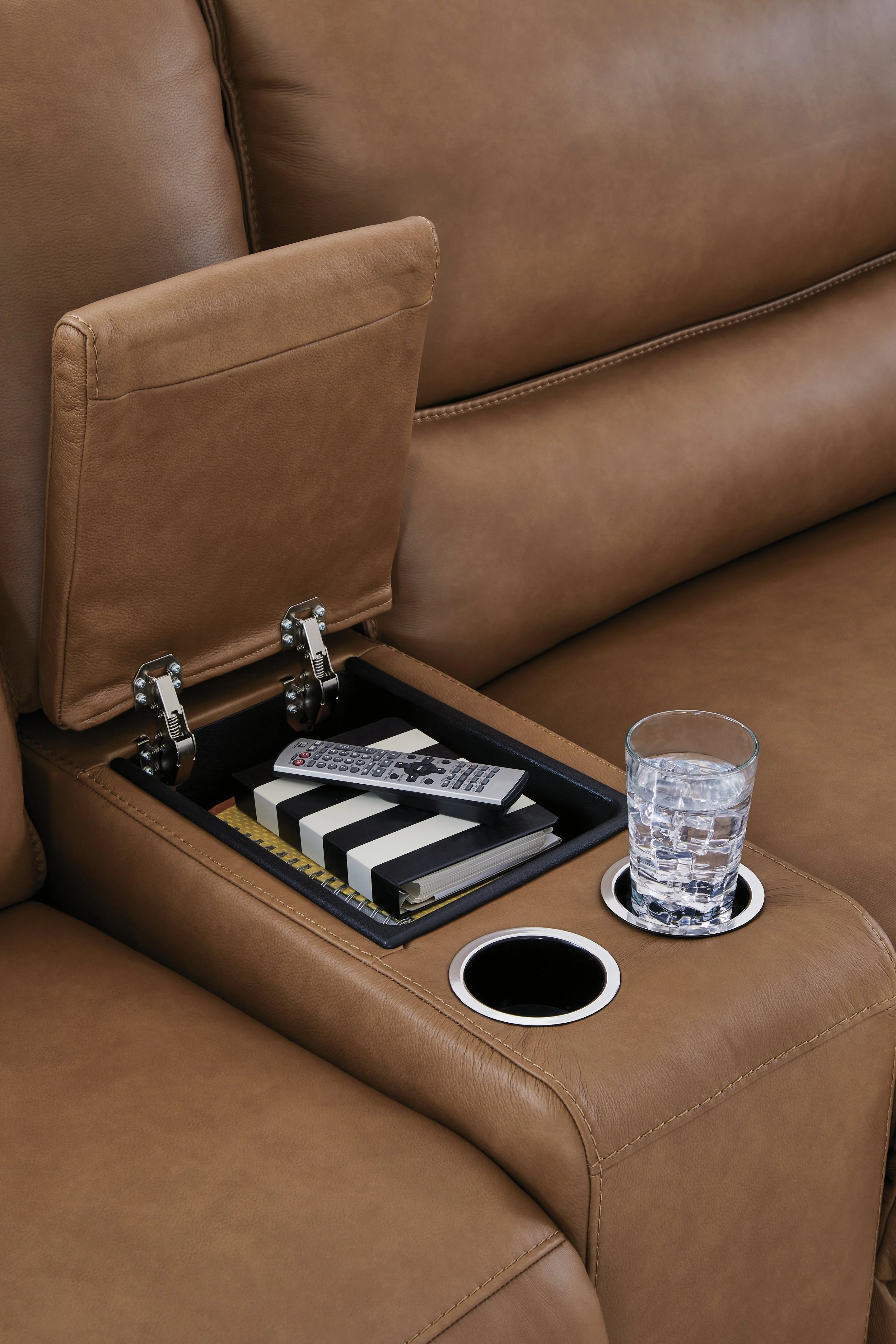 Deepwakes Caramel 3-Piece Power Reclining Sectional with Right Chaise - Image 3