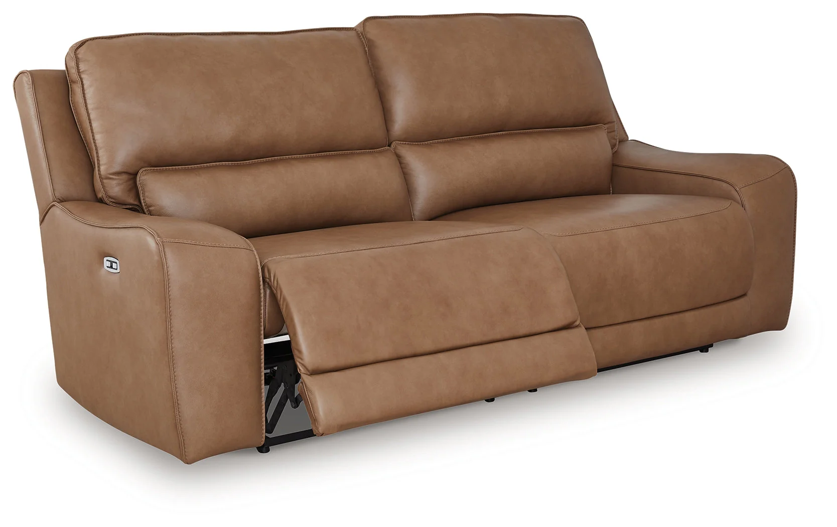 DeepWakes Caramel Dual Power Leather Reclining Sofa - Image 3