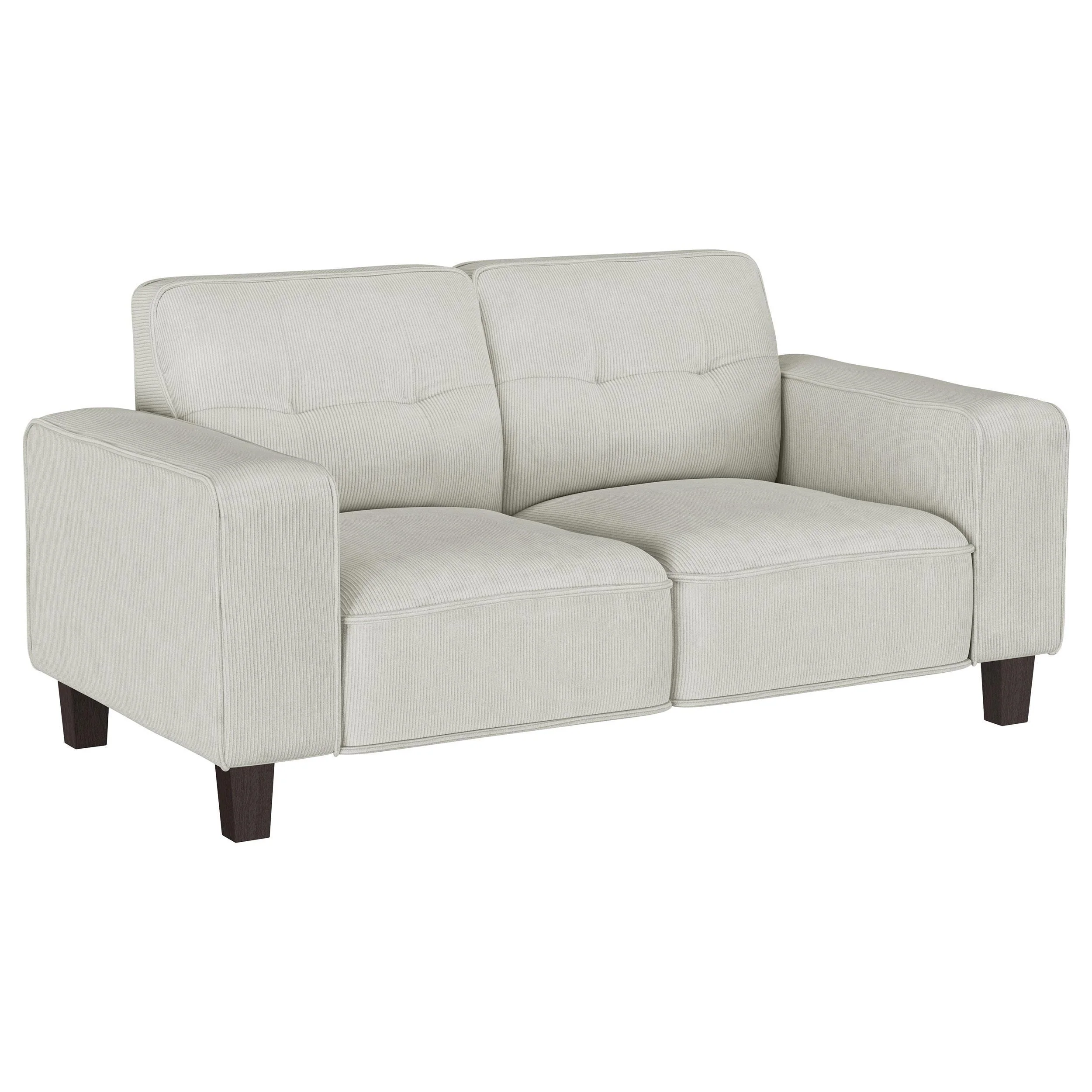 Deerhurst Beige Upholstered Tufted Track Arm Loveseat - Image 4