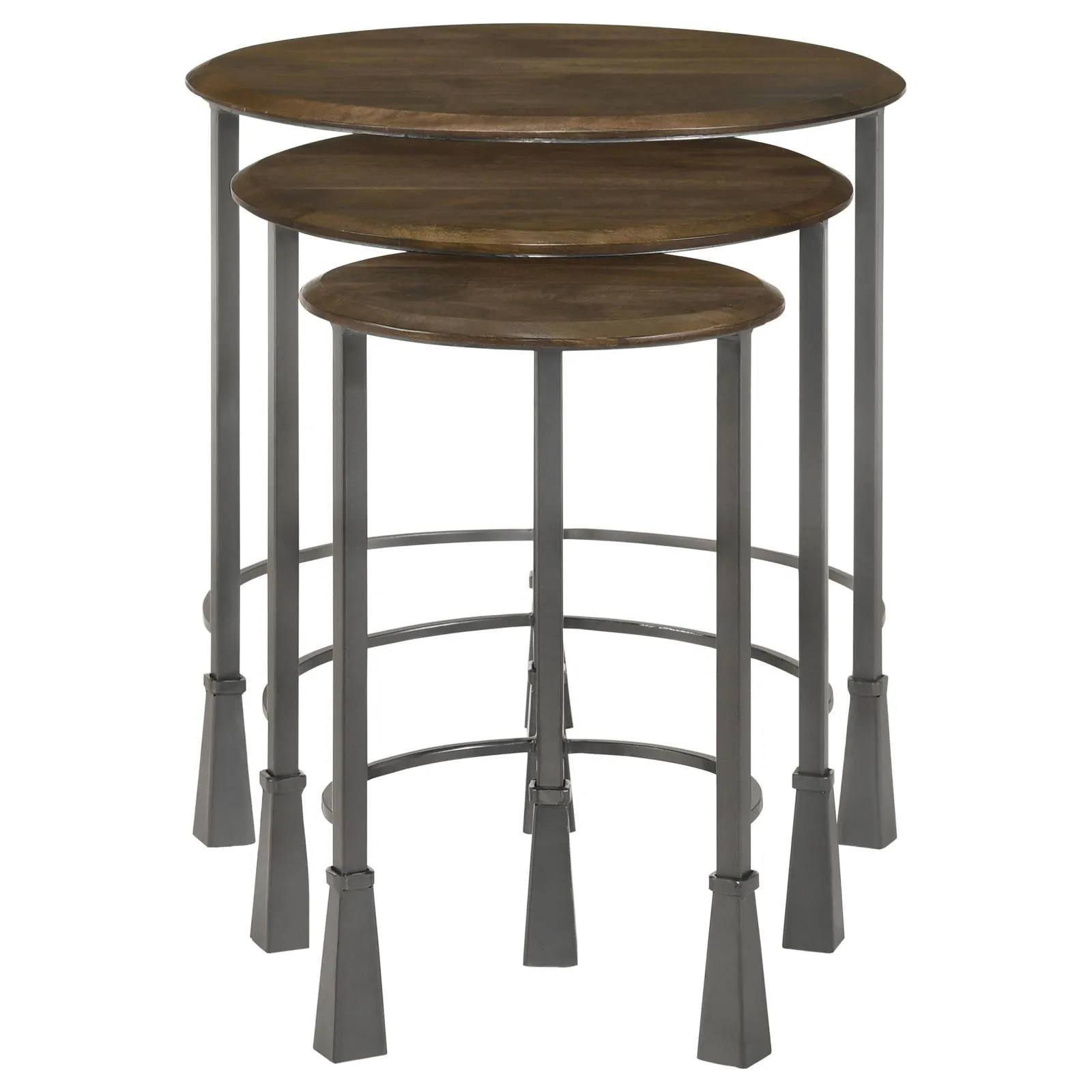 Deja Natural and Gunmetal 3-Piece Round Nesting Table - Image 3