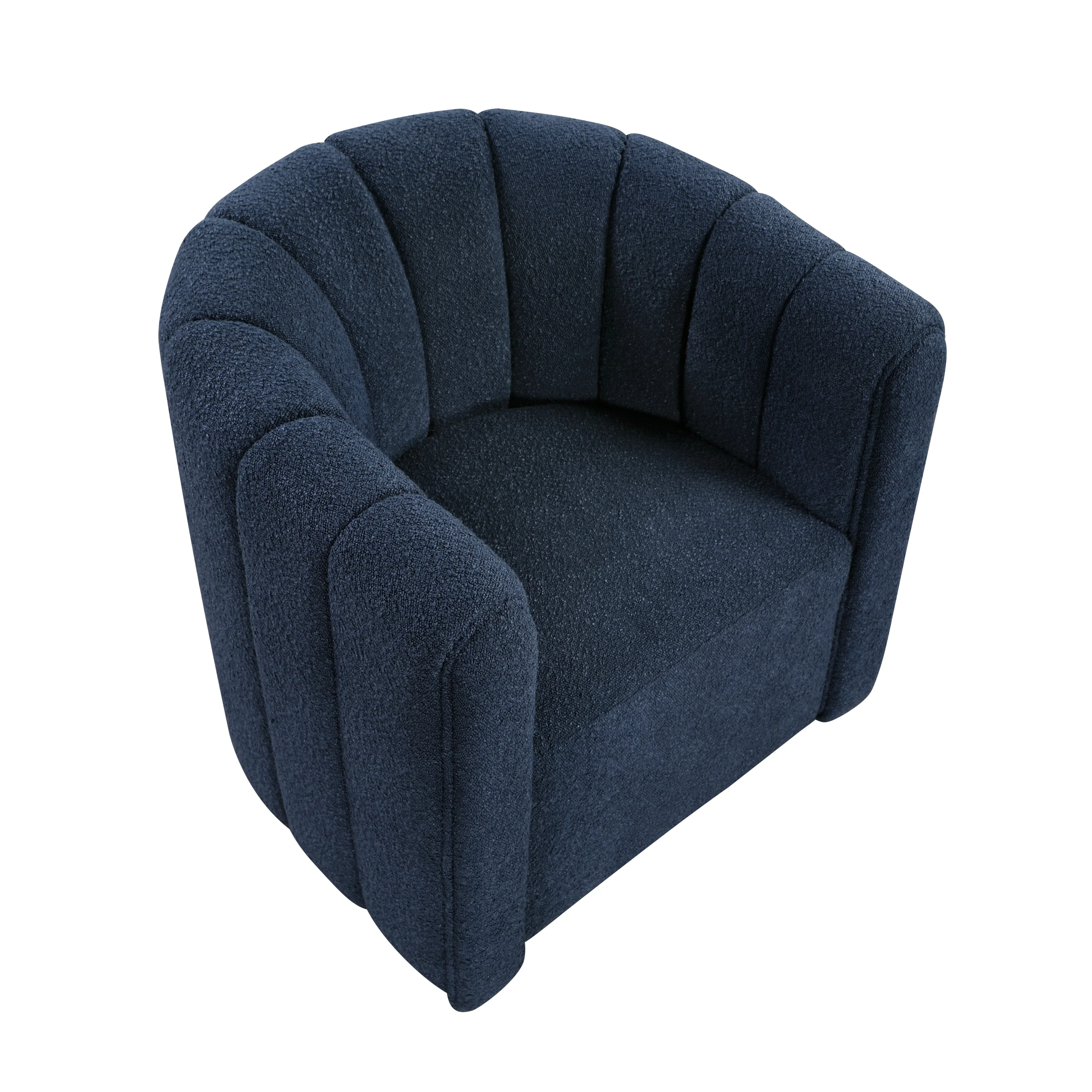 Delaney Blue Boucle Swivel Chair with Ottoman - Image 7