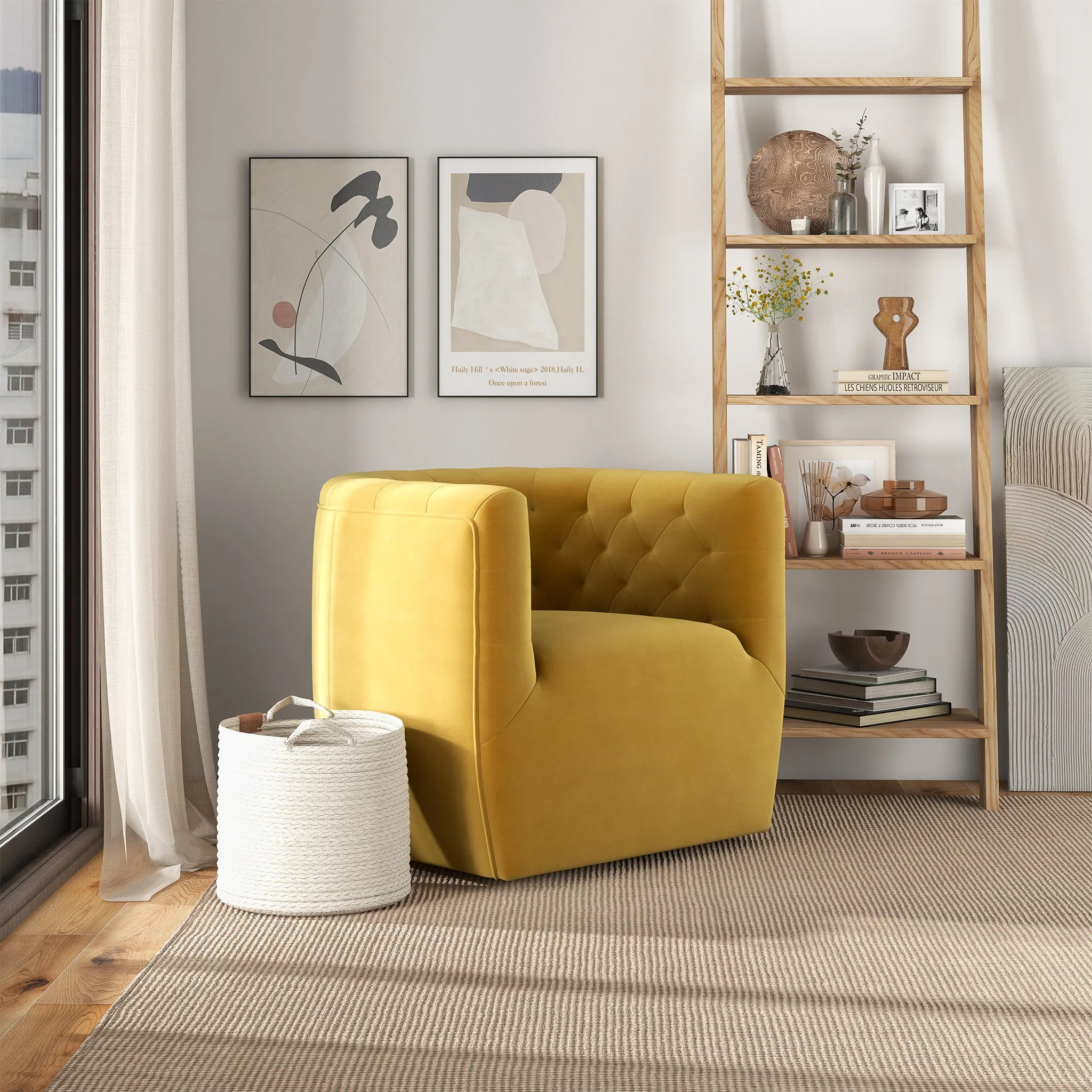 Delaney Gold Velvet Swivel Chair - Image 2