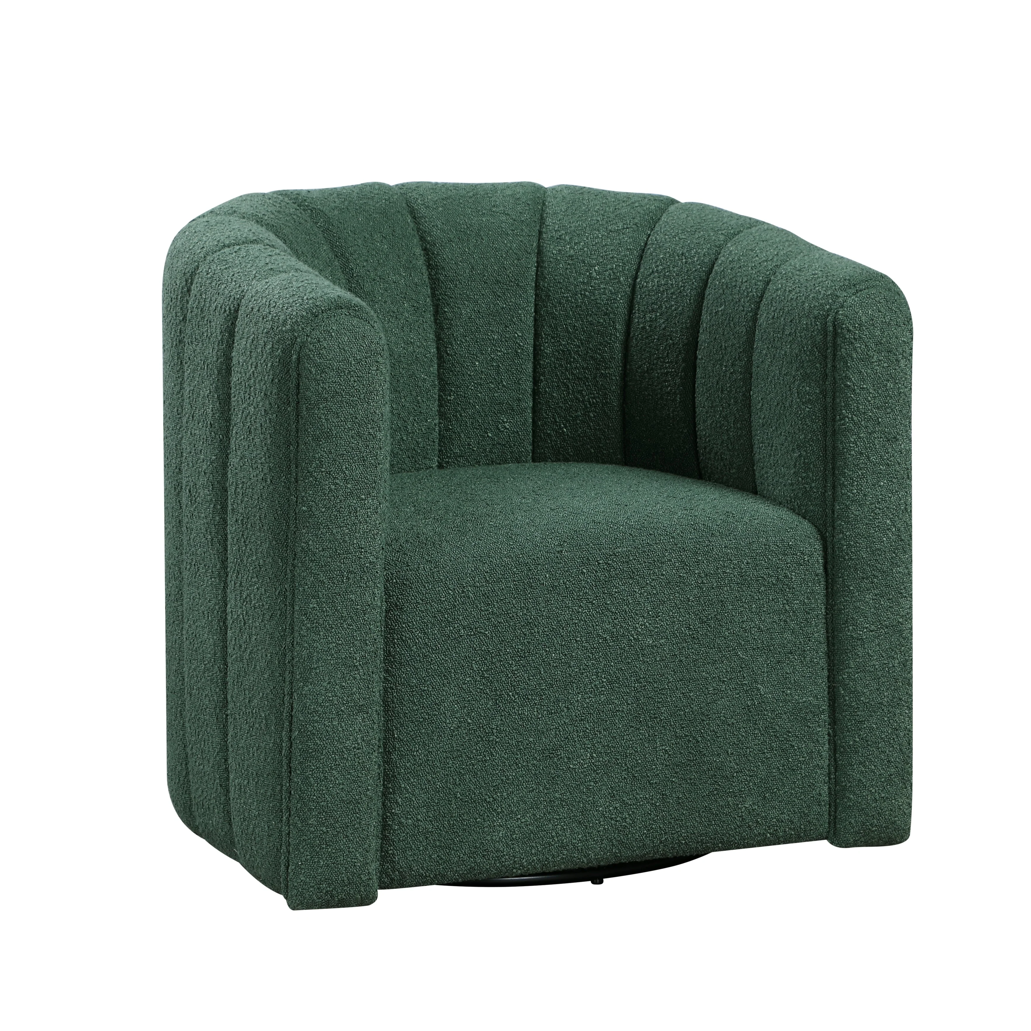 Delaney Green Boucle Swivel Chair with Ottoman - Image 6