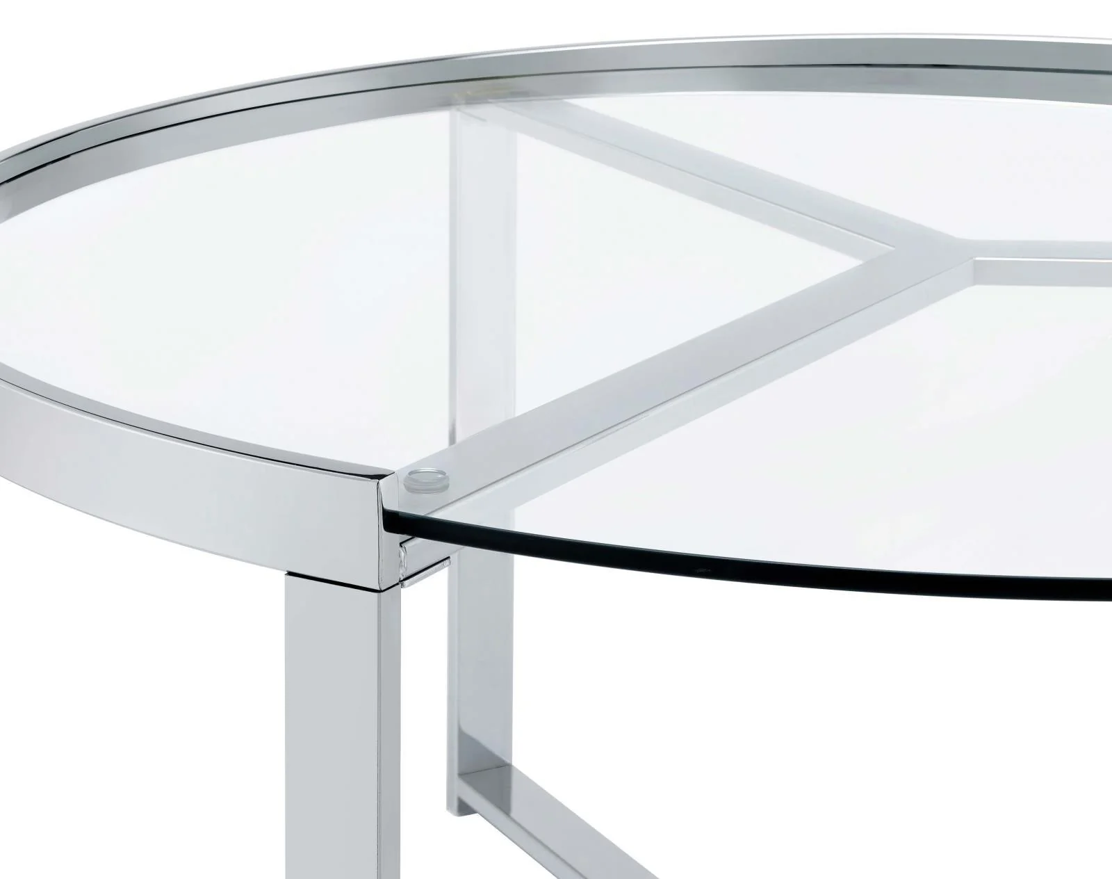 Delia 2-Piece Round Glass Top Nesting Coffee Table Clear and Chrome - Image 10