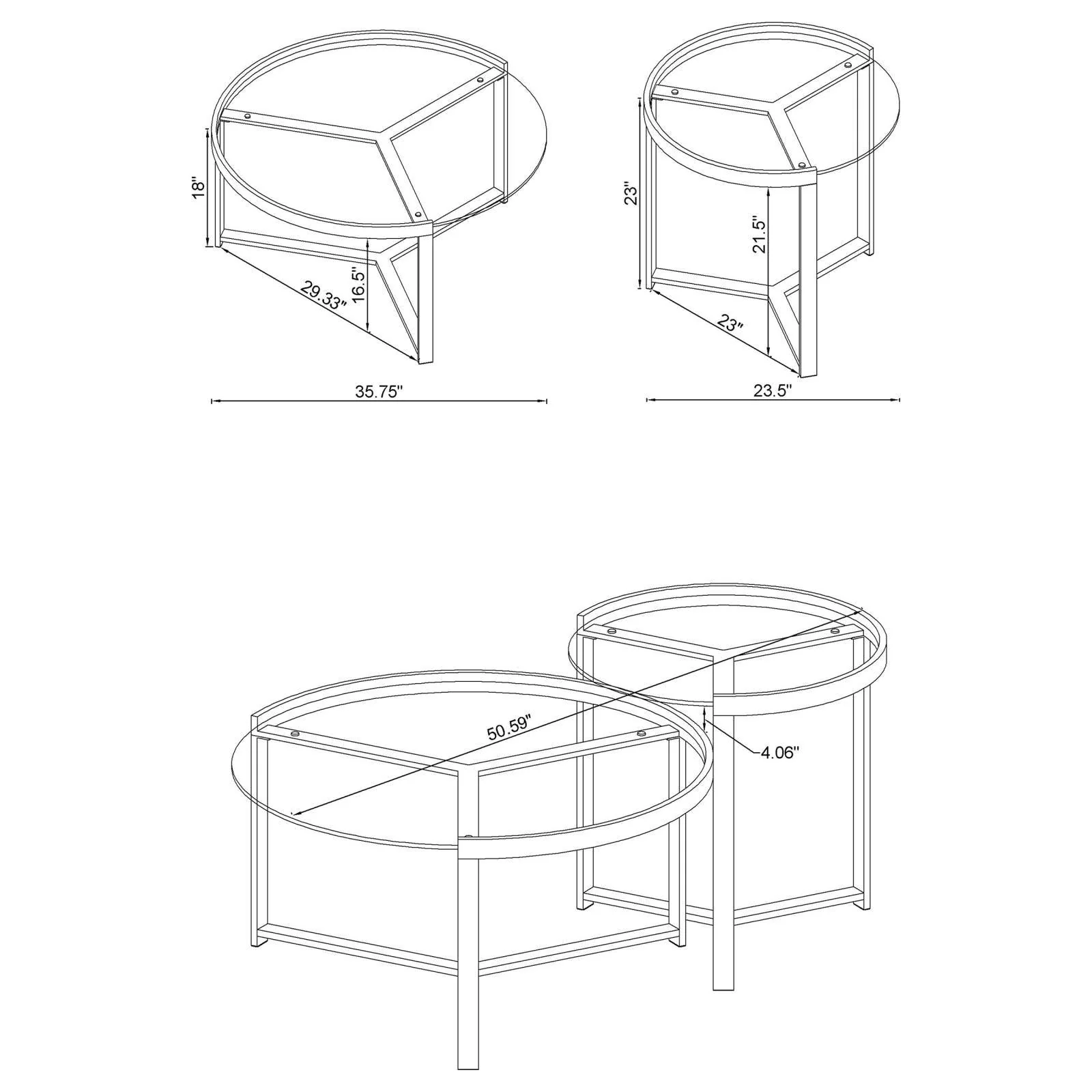 Delia 2-Piece Round Glass Top Nesting Coffee Table Clear and Chrome - Image 11