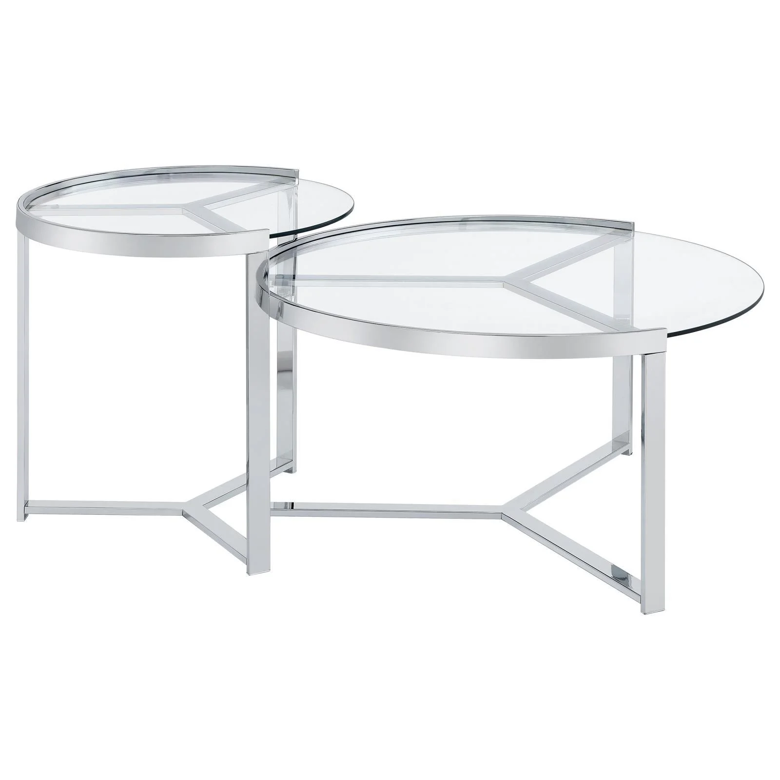 Delia 2-Piece Round Glass Top Nesting Coffee Table Clear and Chrome - Image 8