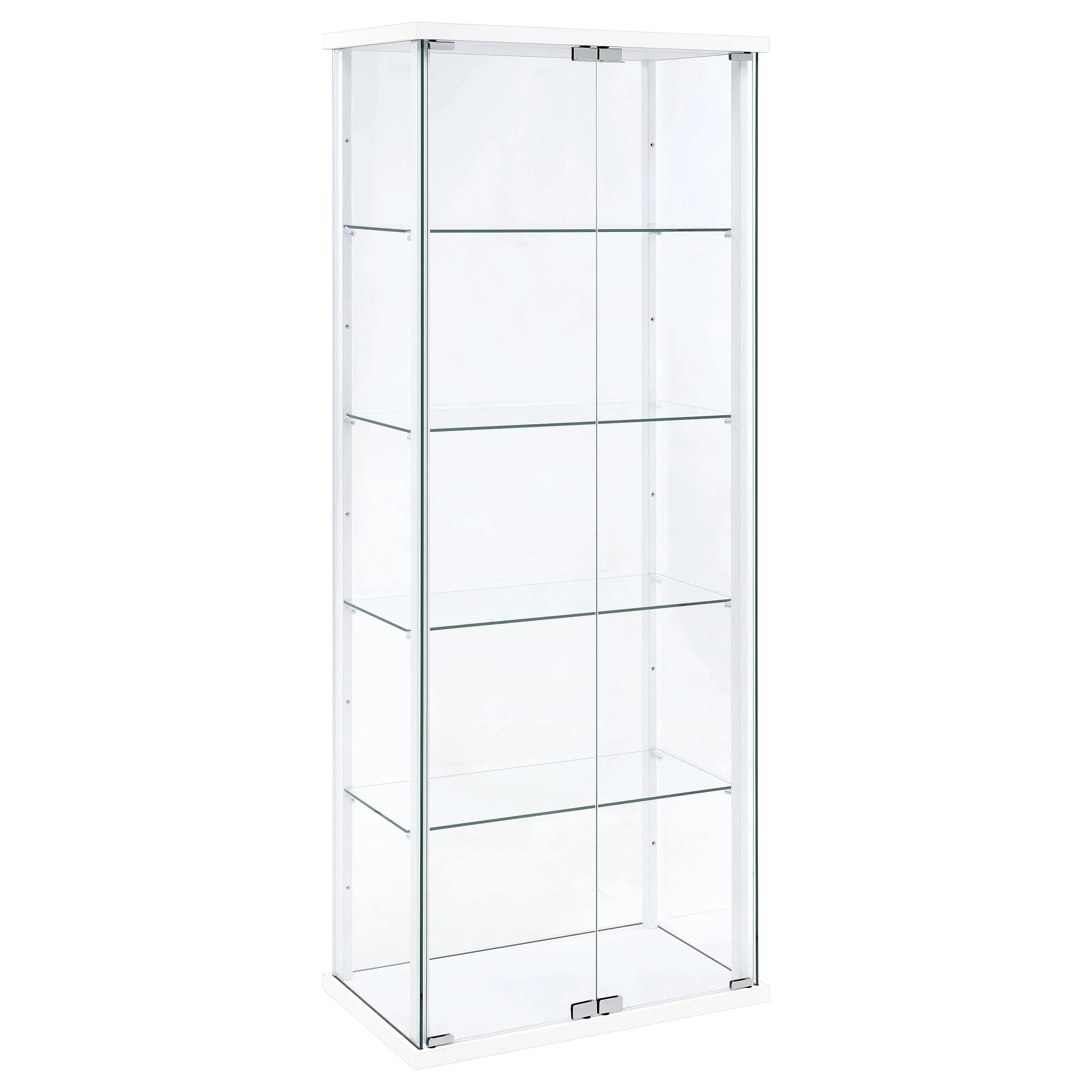 Delphinium White 4-Shelf Clear Glass Curio Display Cabinet - Image 2