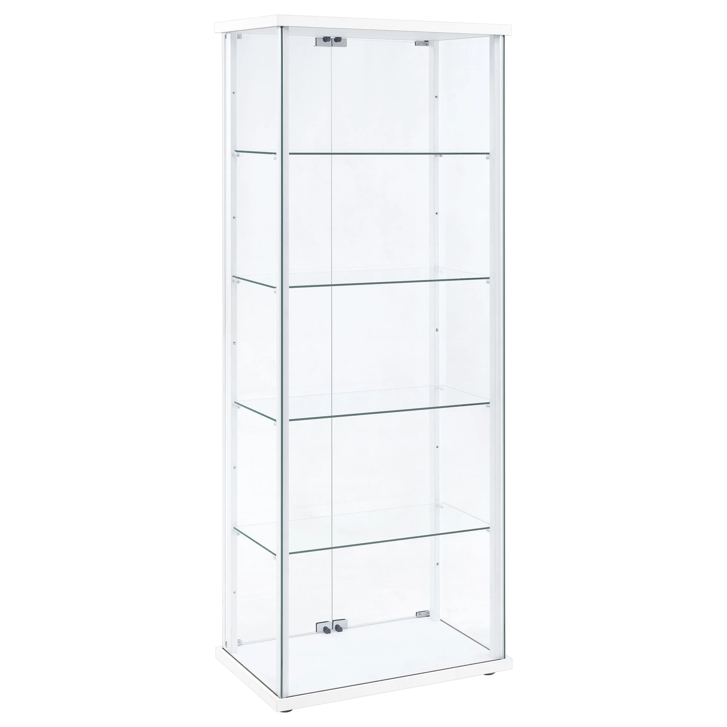 Delphinium White 4-Shelf Clear Glass Curio Display Cabinet - Image 6