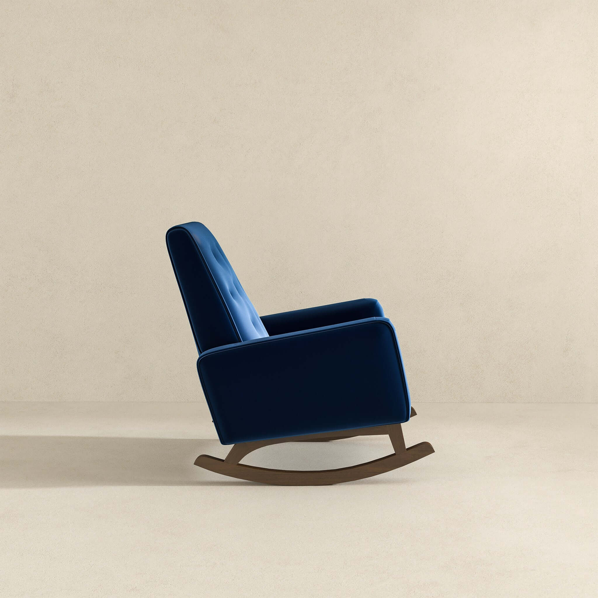 Demetrius  Dark Blue Velvet Solid Wood Rocking Chair - Image 5