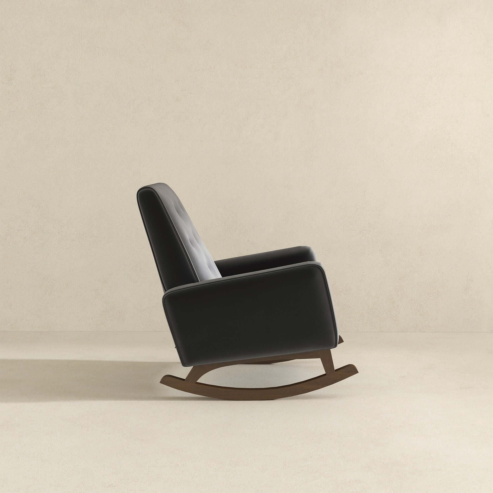 Demetrius  Dark Grey Fabric Solid Wood Rocking Chair - Image 4