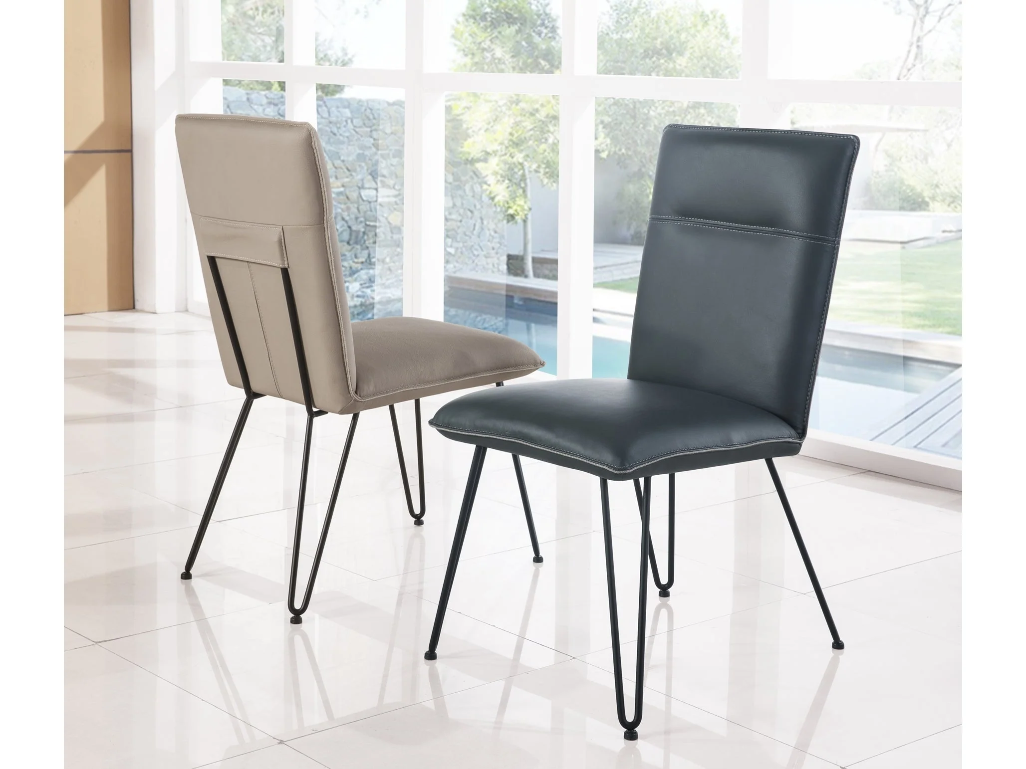 Demi Hairpin Leg Modern Dining Chair in Cobalt (Set of 2)
