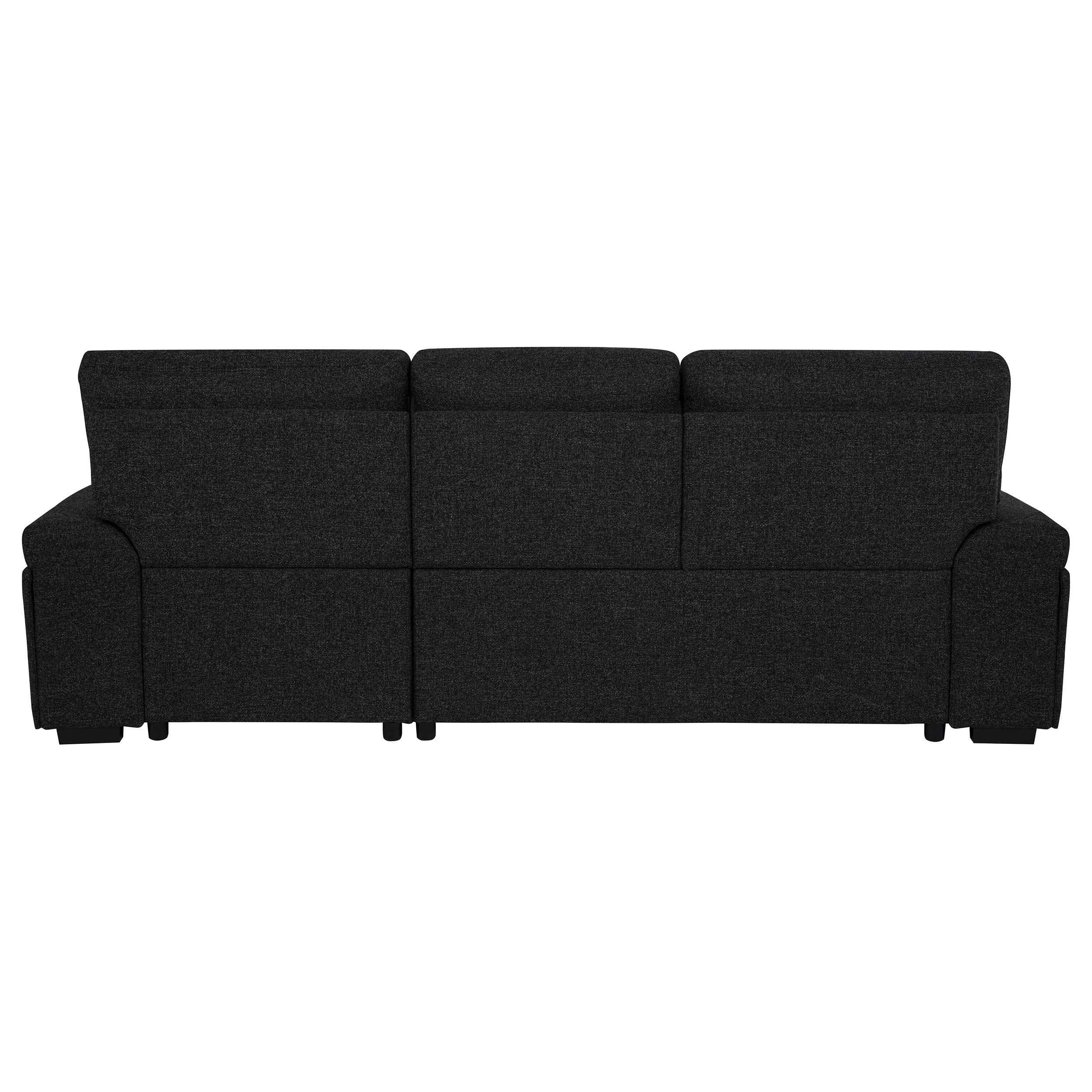 Demko Black Sleeper Sectional Sofa with Speaker and Storage Chaise - Image 12