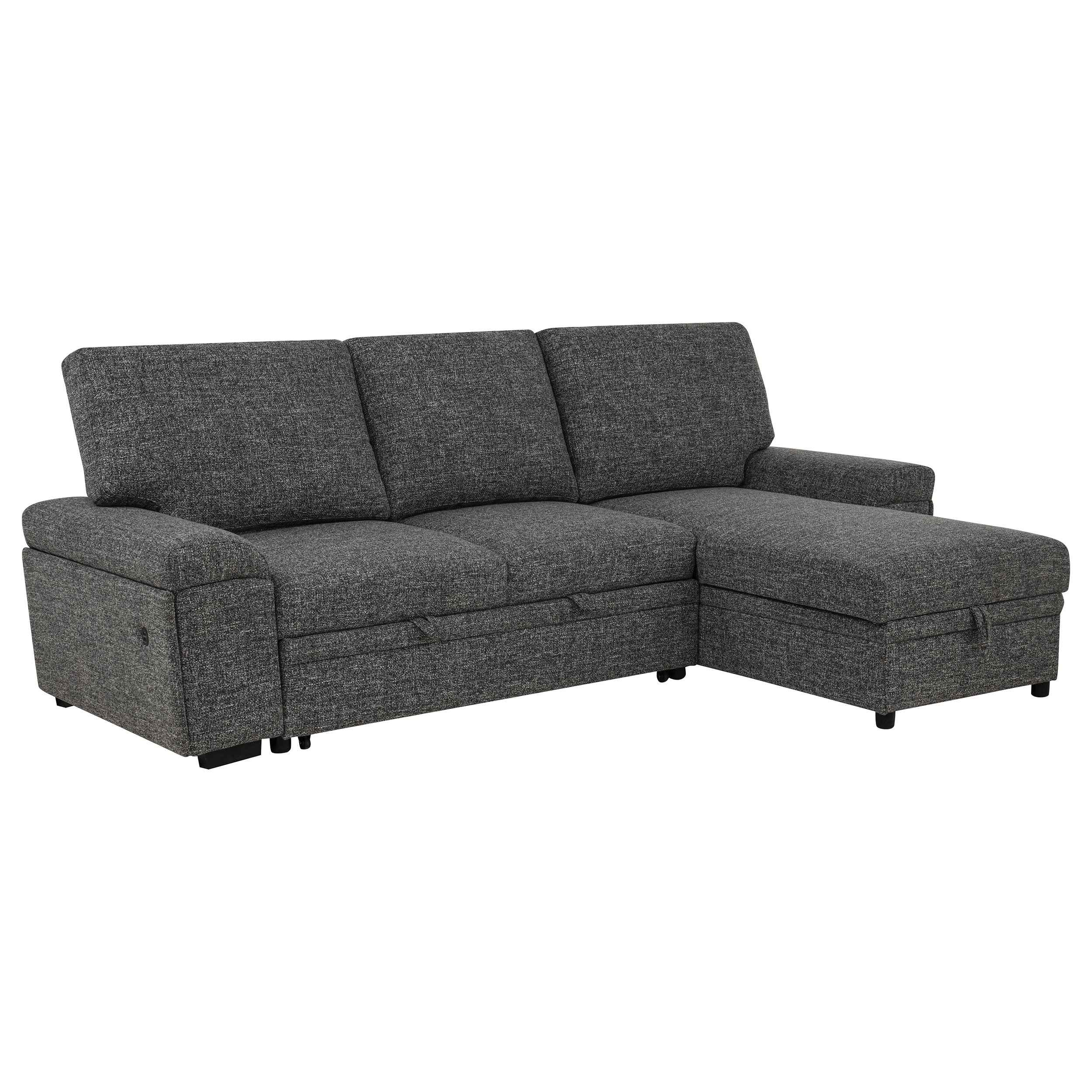 Demko Granite Sleeper Sectional Sofa with Speaker and Storage Chaise