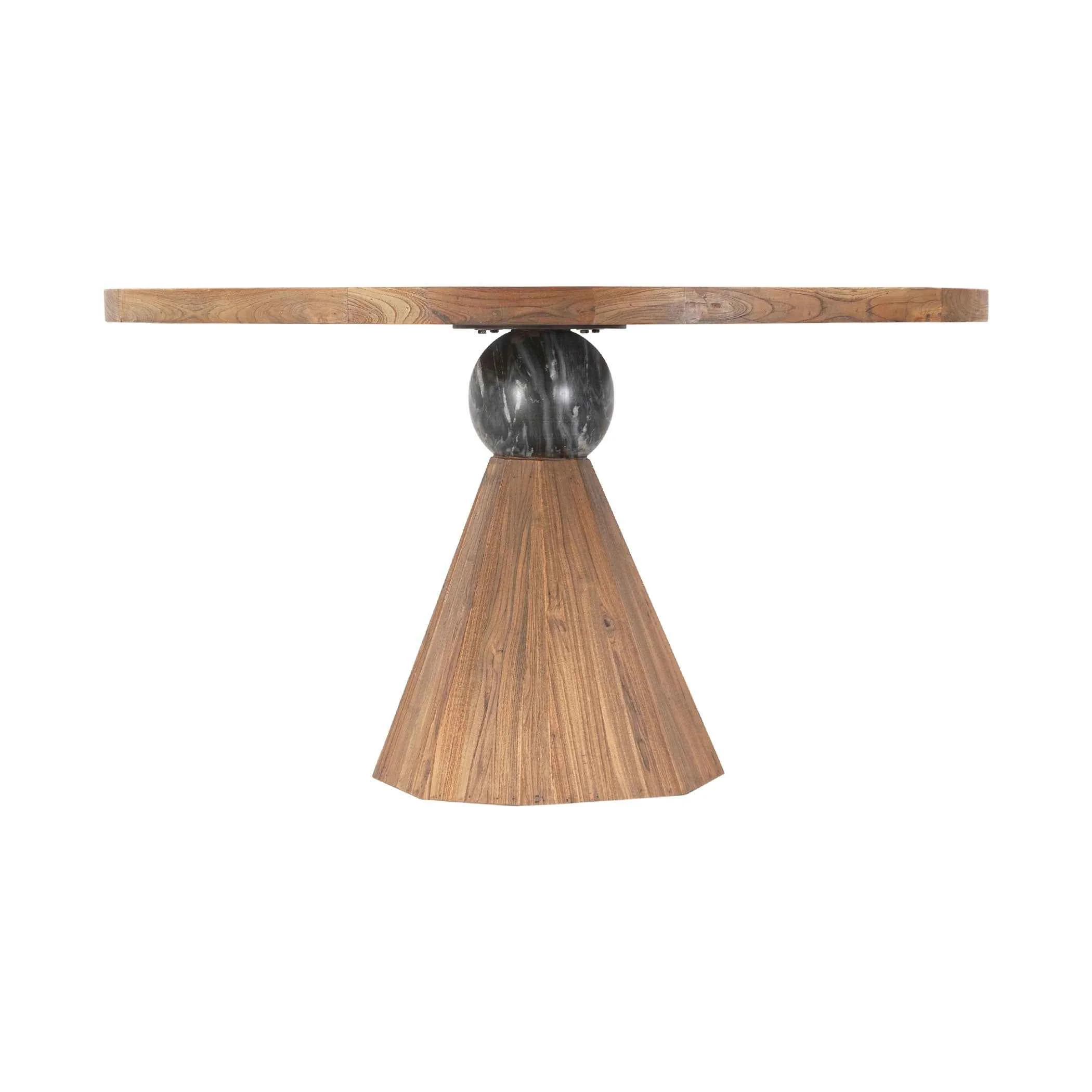 Eiffel 54" Round Dining in Antique Teakwood and Marble Round - Image 4