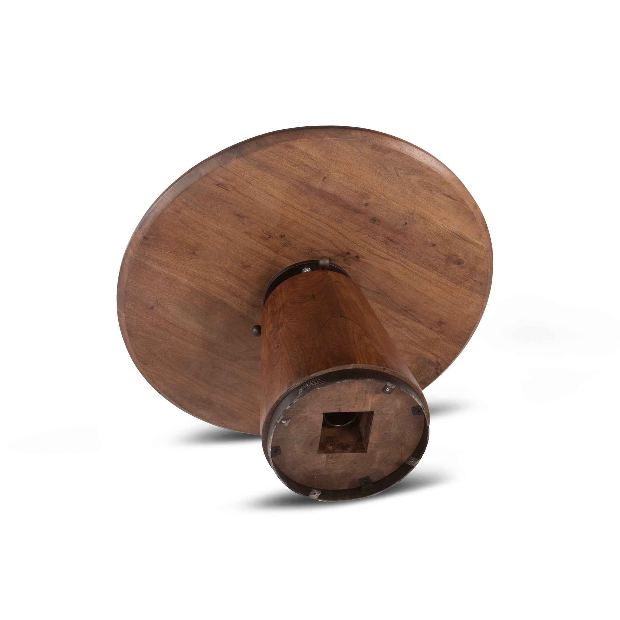 Industrial Modern 40" Round Adjustable Table in Walnut - Image 3
