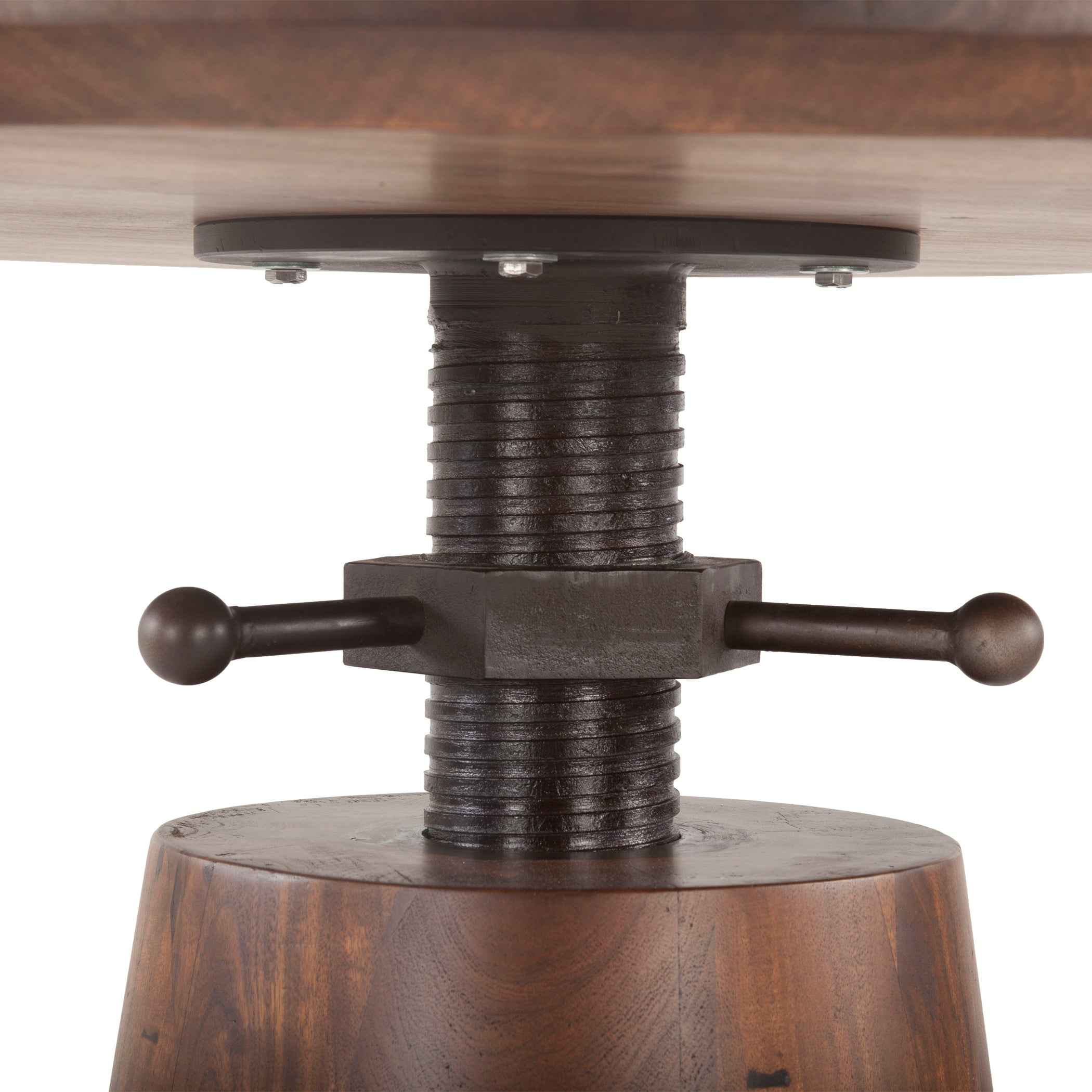 Industrial Modern 40" Round Adjustable Table in Walnut - Image 5