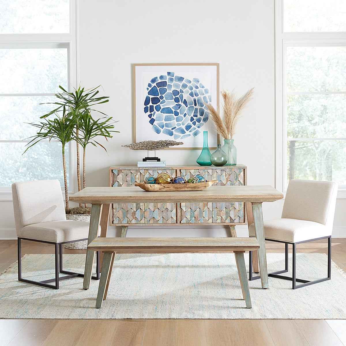 Ibizia 66" Dining Table in Vintage Teal Reclaimed Wood - Image 2