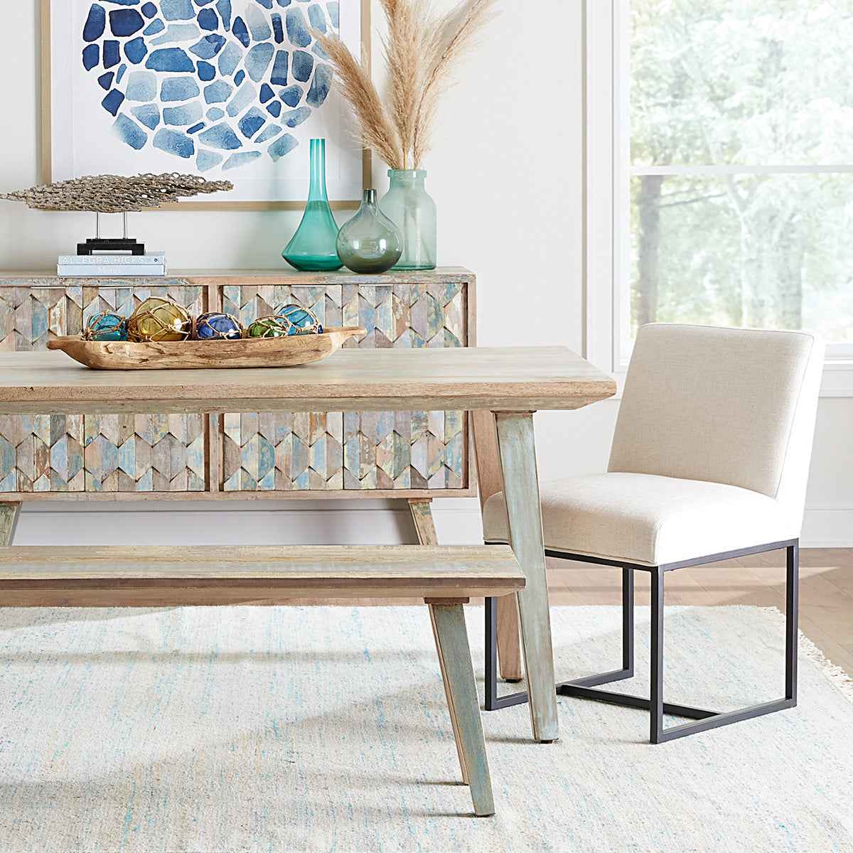 Ibizia 66" Dining Table in Vintage Teal Reclaimed Wood - Image 5