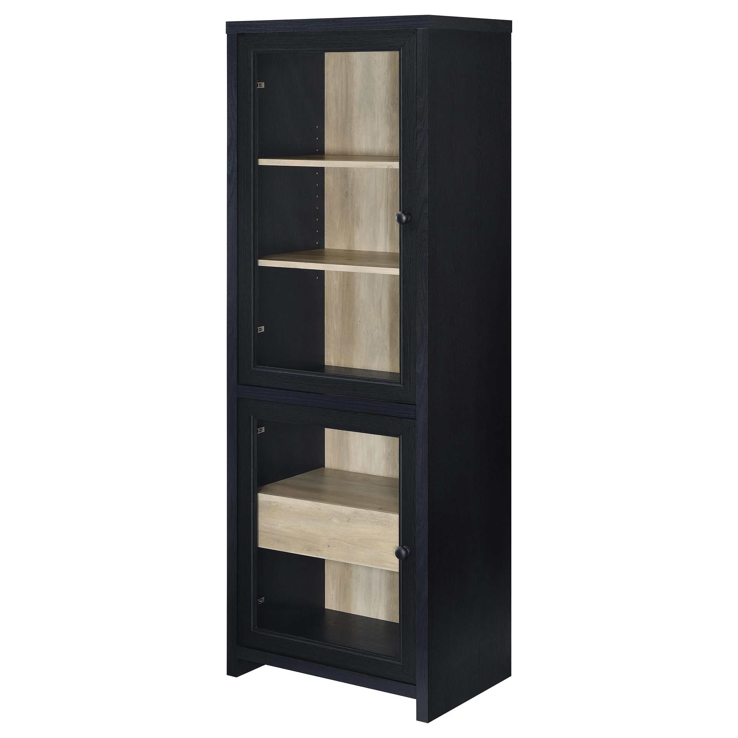 Denison Black 67-inch 2-Door Media Tower Storage Cabinet - Image 5