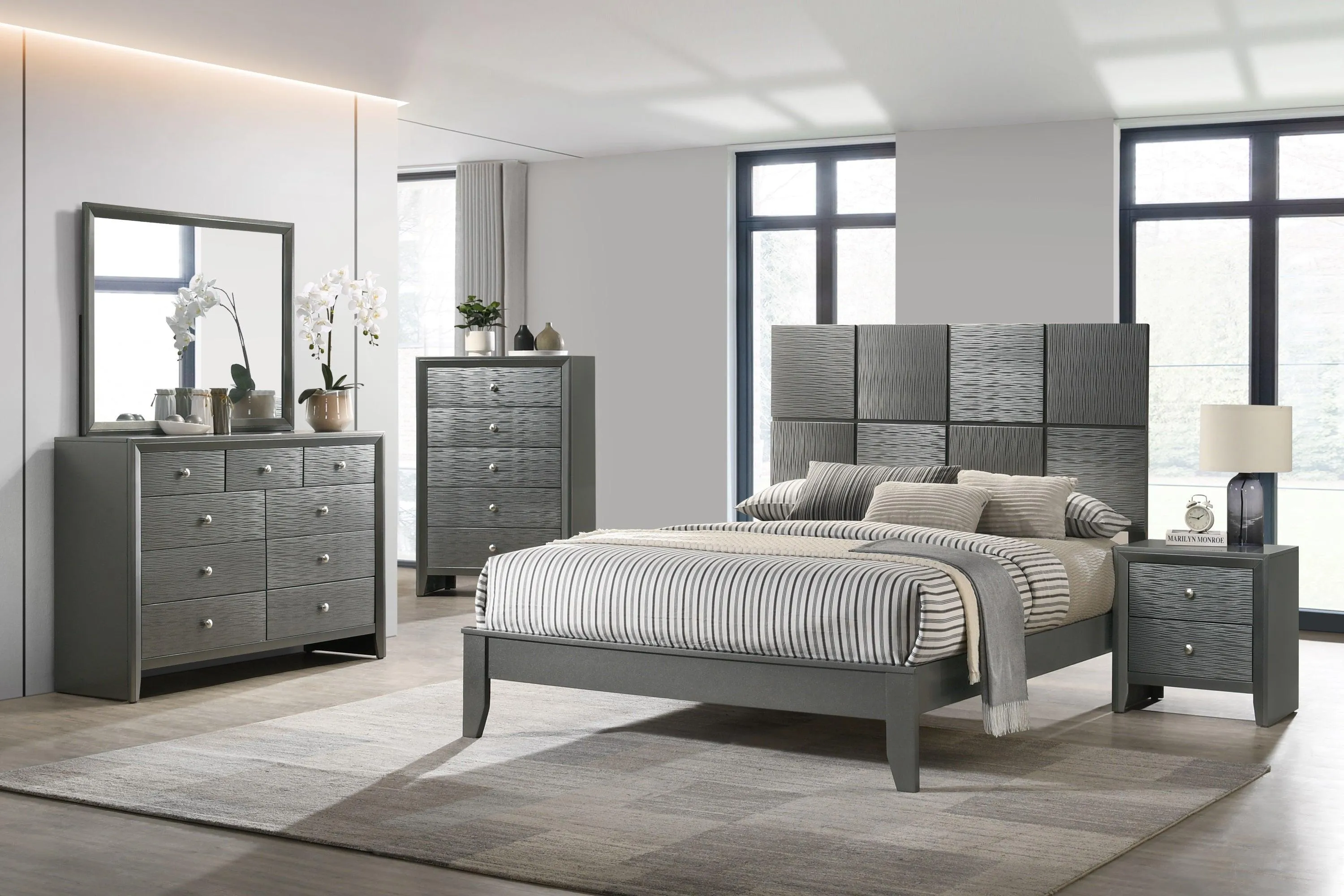 Denker Gunmetal Queen Panel Bed - Image 2
