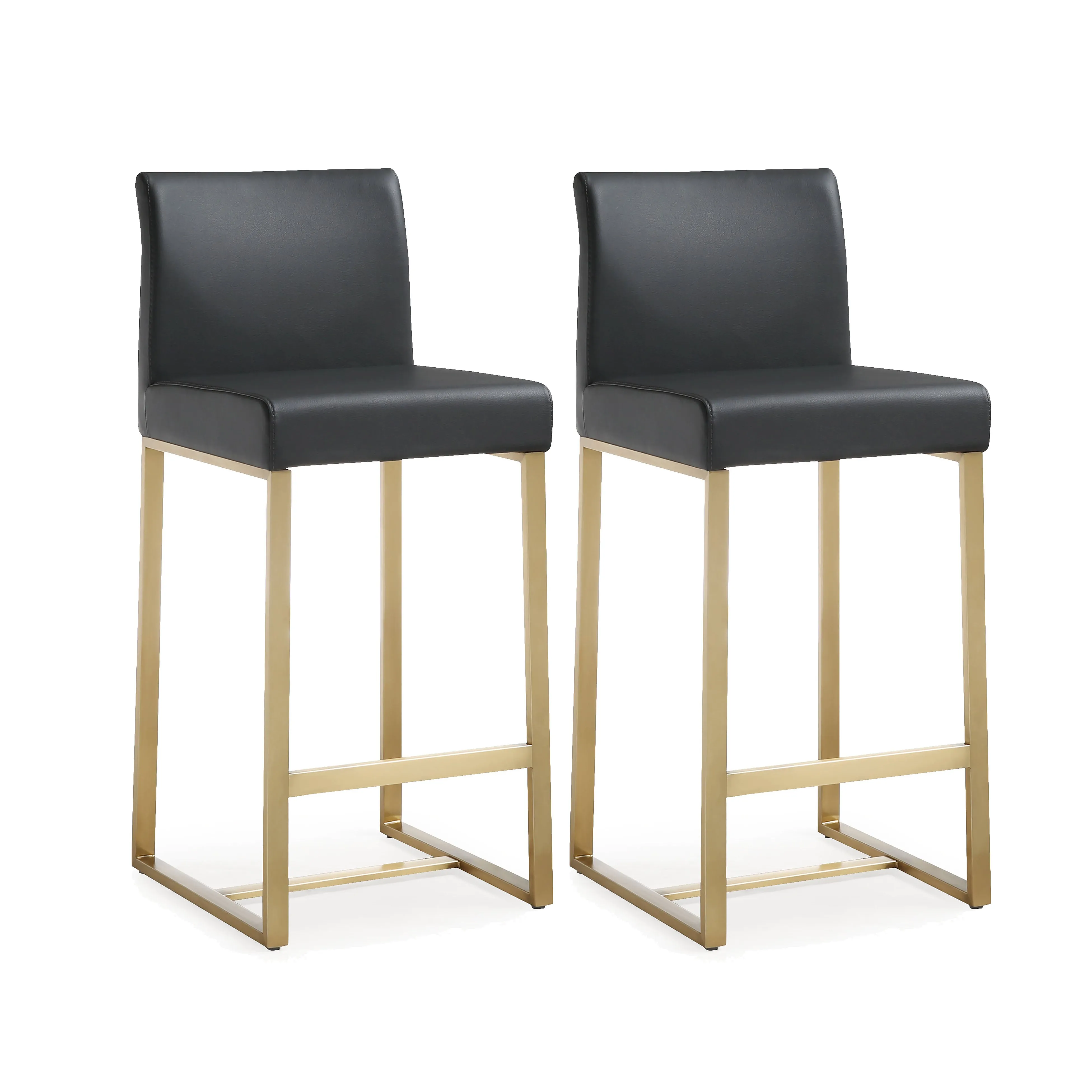Denmark Performance Vegan Leather Stool with Gold Base - Set of 2 - Image 10