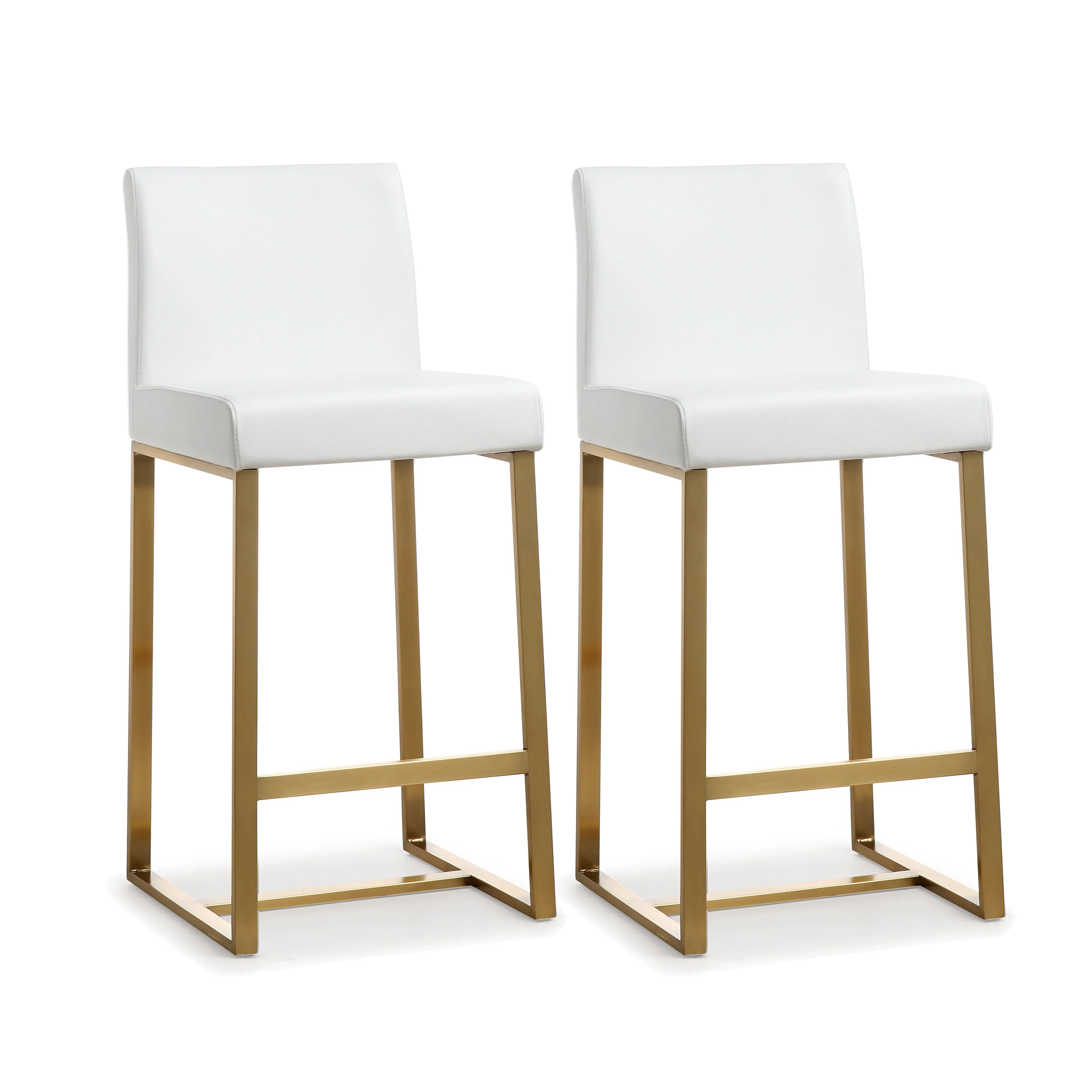 Denmark Performance Vegan Leather Stool with Gold Base - Set of 2 - Image 28
