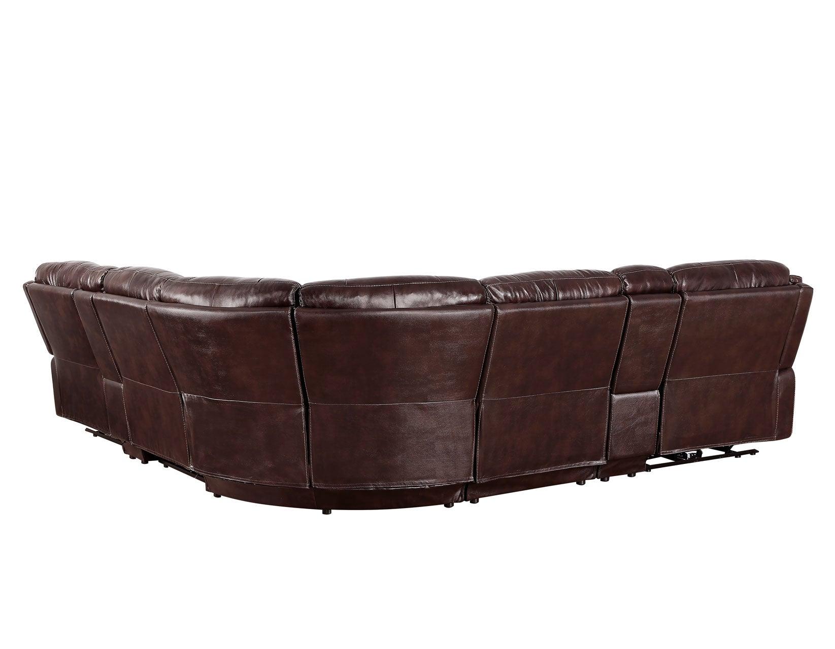 Denver Brown Dual-Power 6-Piece Leather Sectional - Image 4