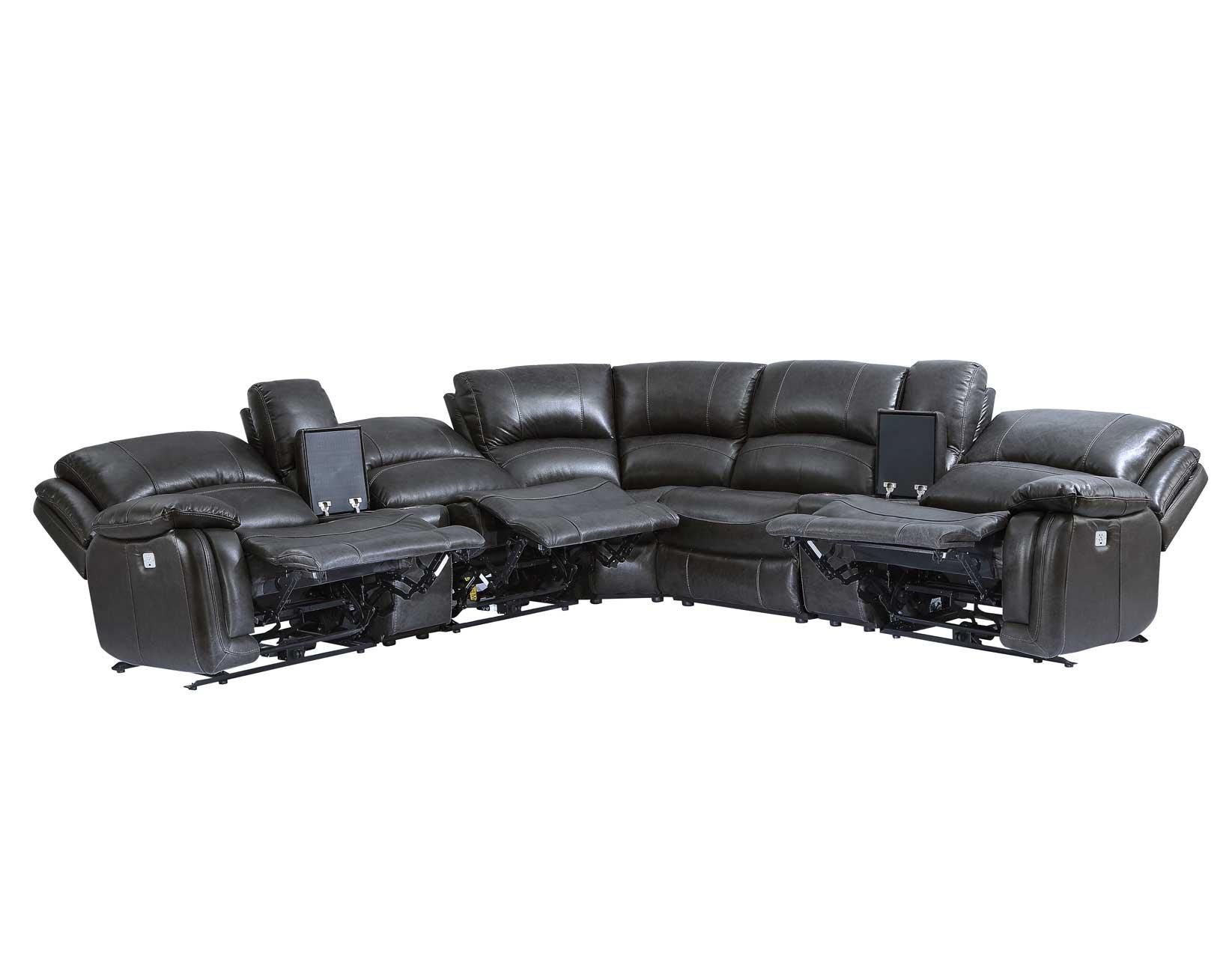 Denver Charcoal Dual-Power 6-Piece Sectional - Image 7