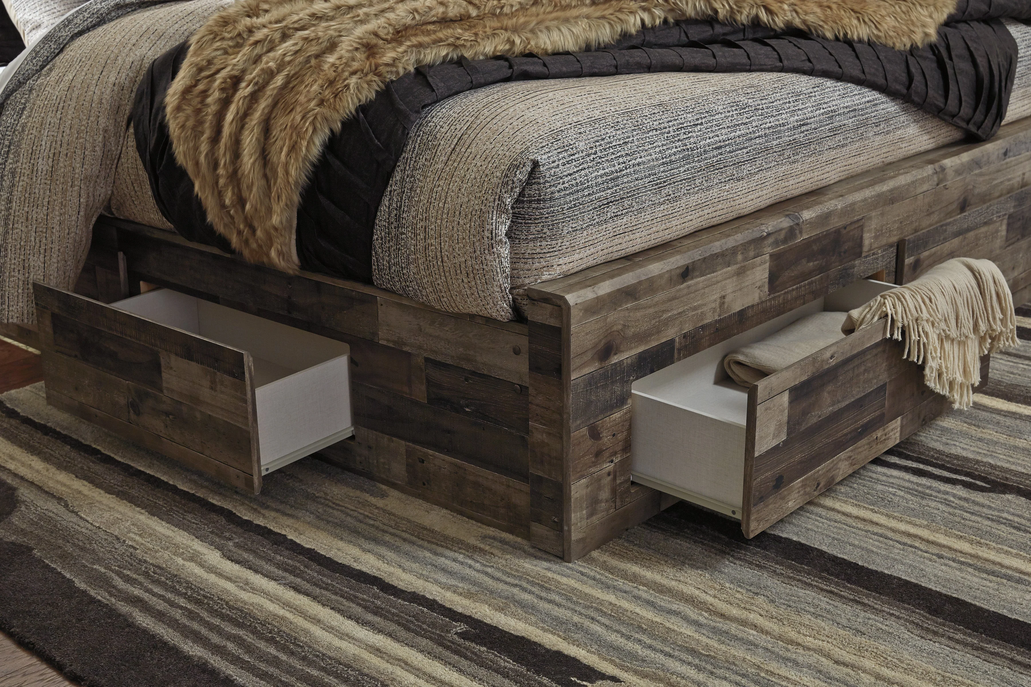 Derekson Multi Gray Storage Platform Bedroom Set with 6 Drawers - Image 3