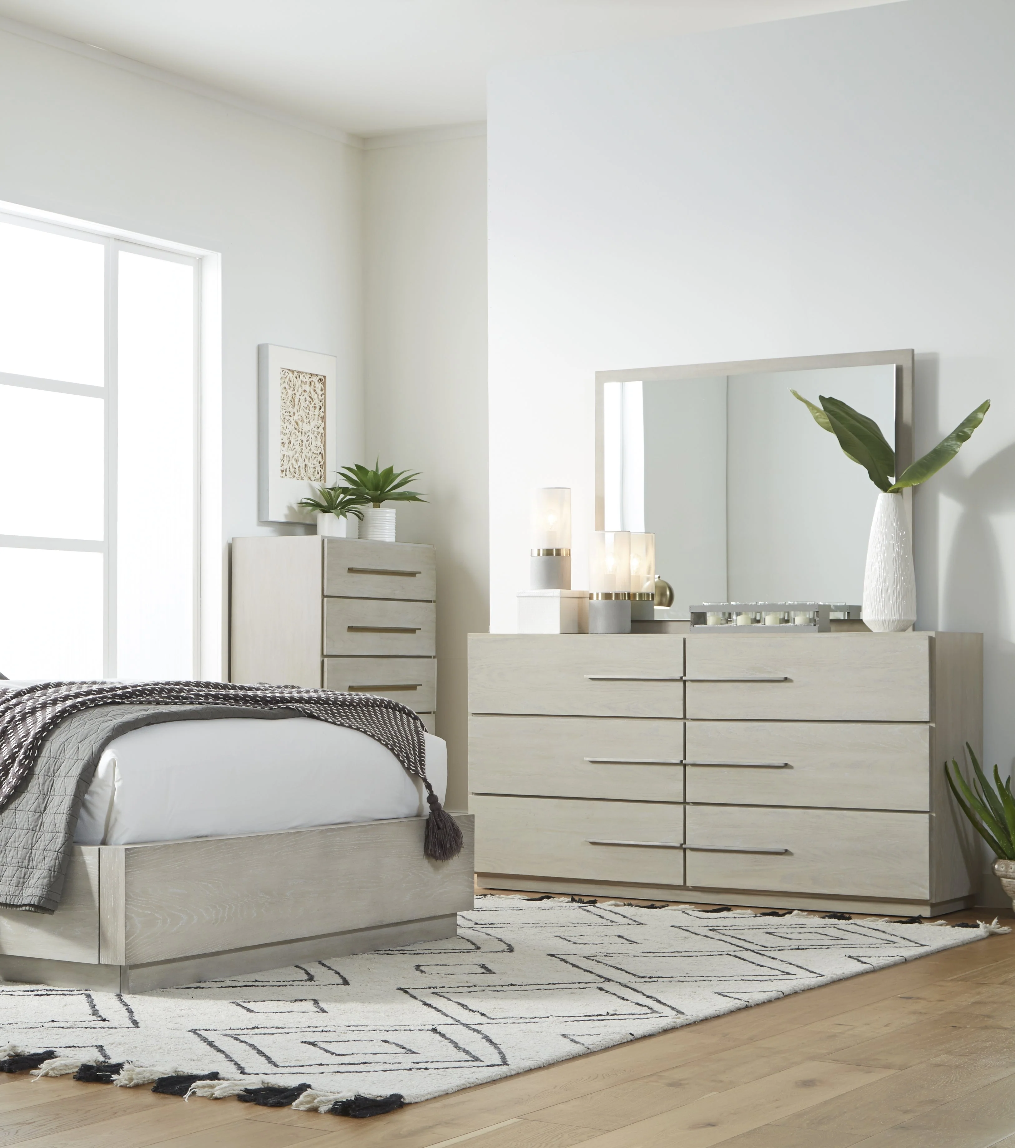 Destination Floating Glass Mirror in Cotton Grey - Image 2