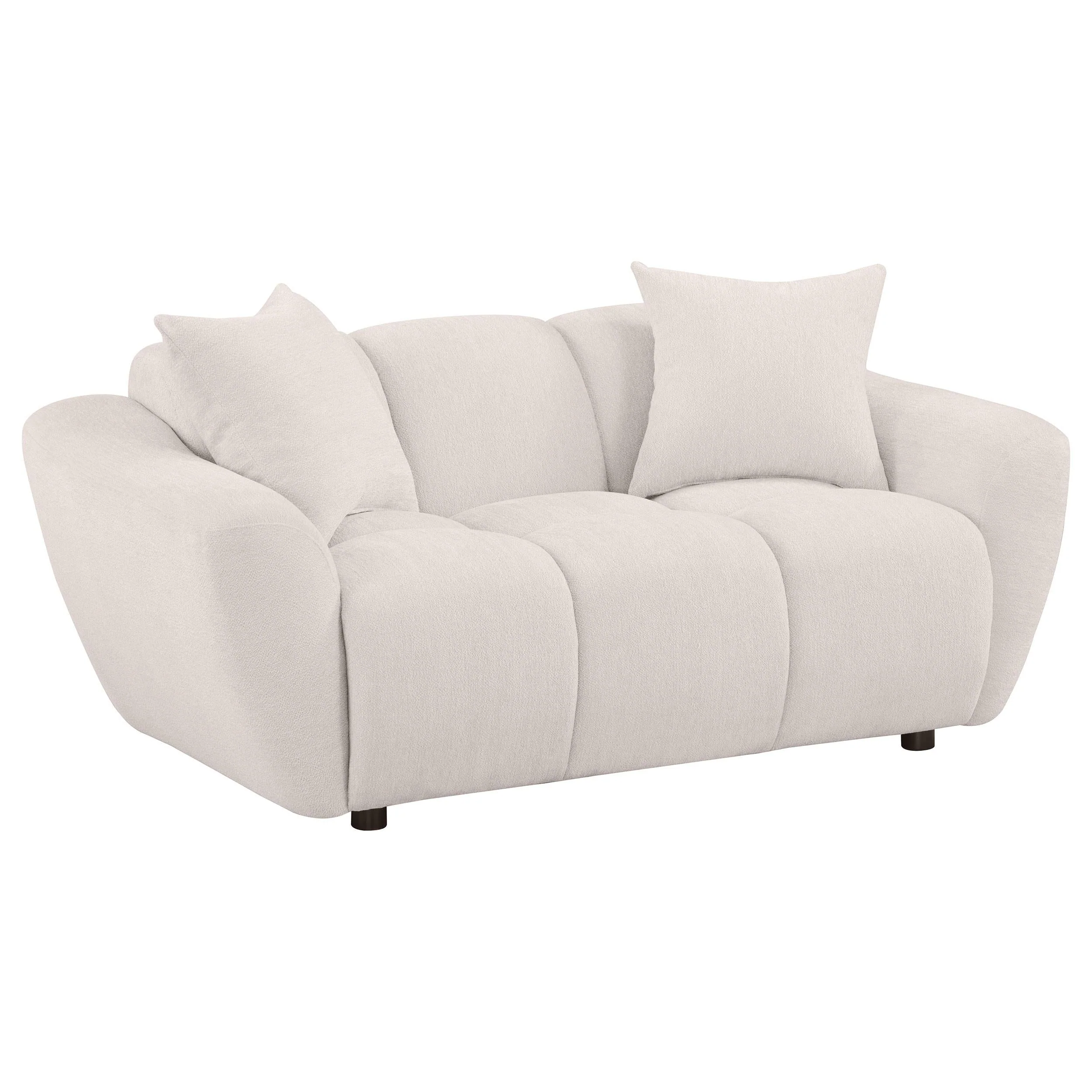 Destino Greige Chenille Upholstered Splayed Arm Loveseat