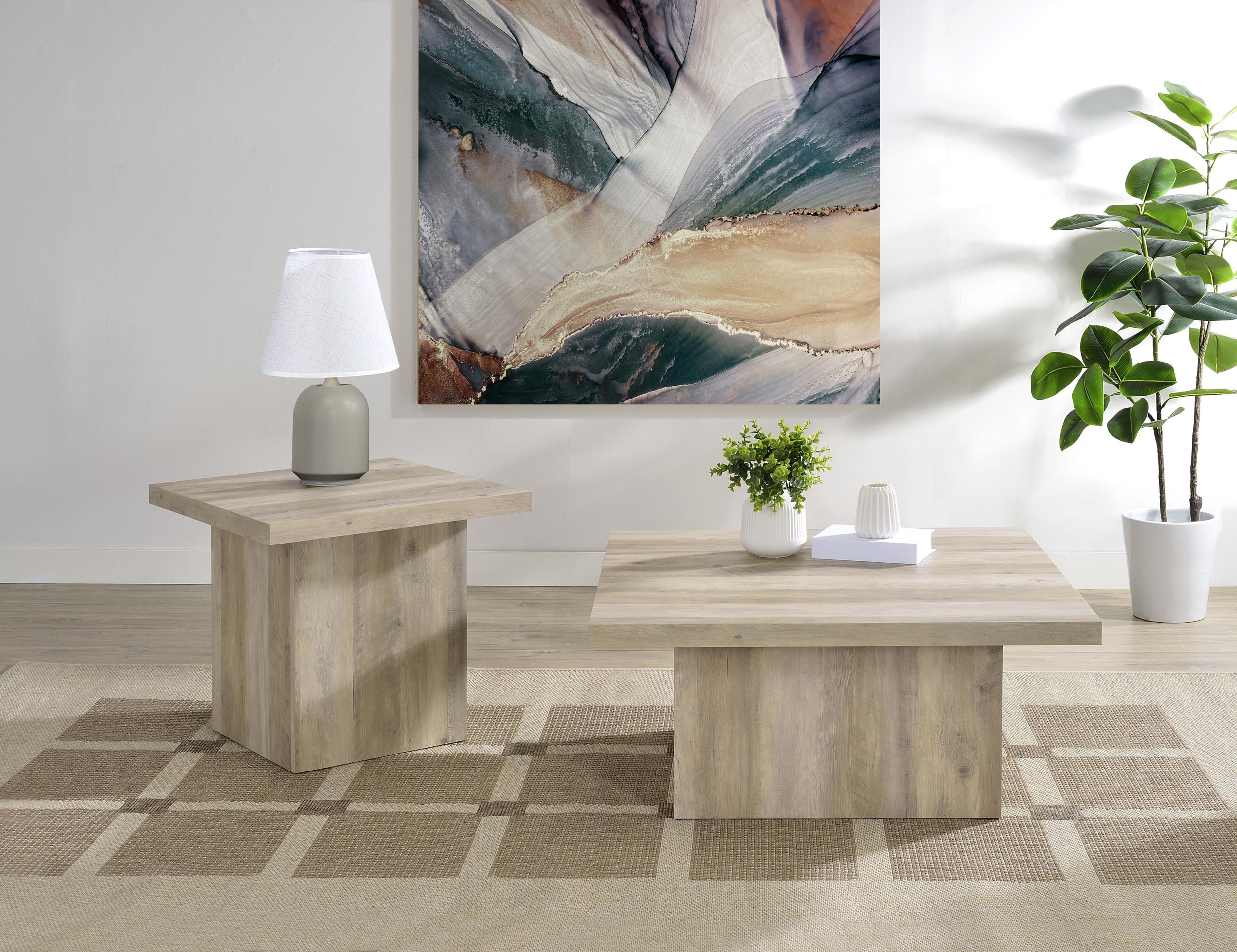 Devar Distressed Pine Square Engineered Wood Coffee Table - Image 9