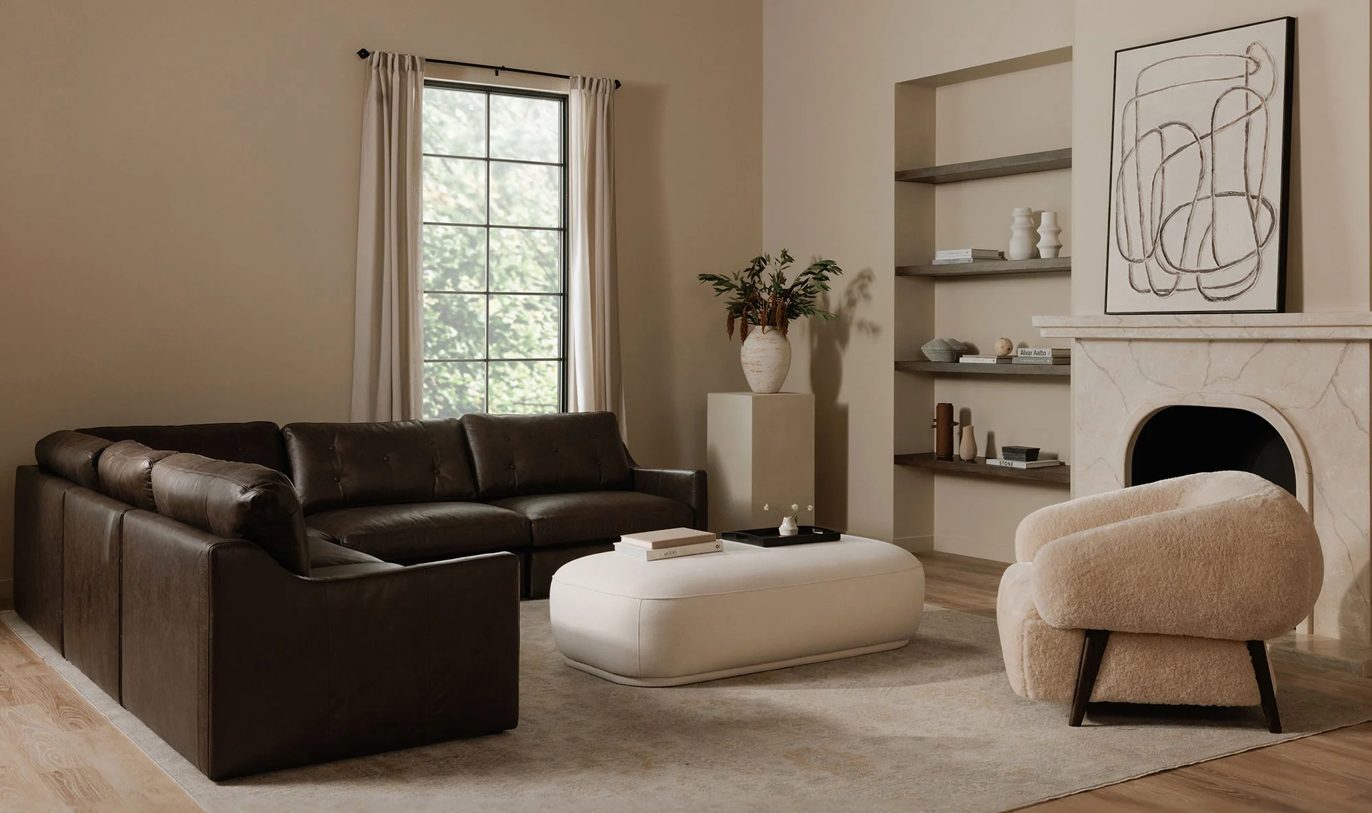 Devlin Lounge Chair Cream Faux Fur - Image 3