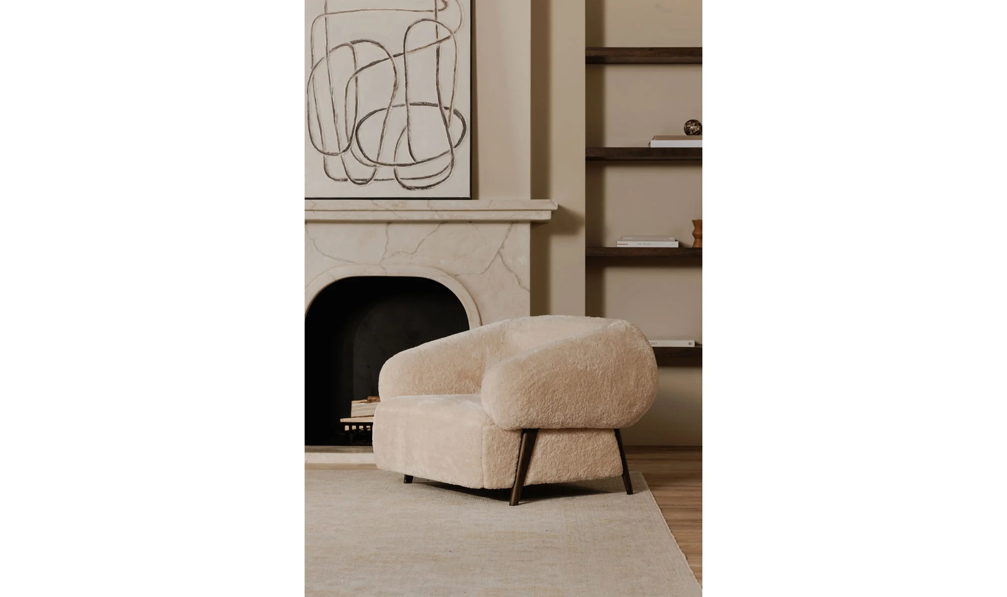 Devlin Lounge Chair Cream Faux Fur - Image 4