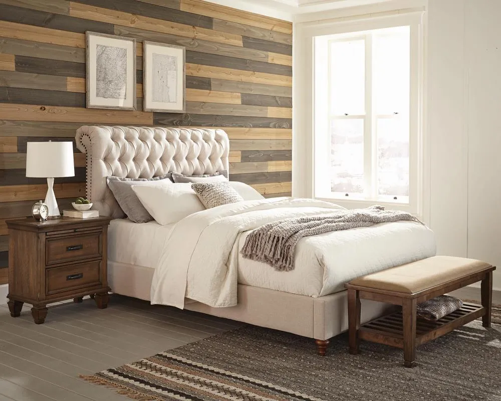 Devon Beige Button Tufted Upholstered Eastern King Bed - Image 2