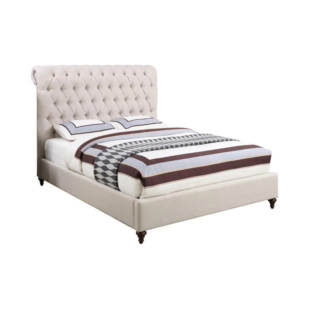 Devon Beige Button Tufted Upholstered Eastern King Bed - Image 3