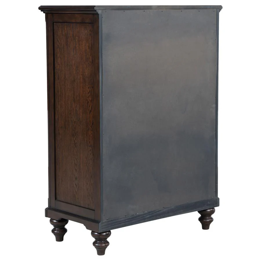 Devon Wine Red and Dark Oak 5-Piece Eastern King Bedroom Set - Image 12