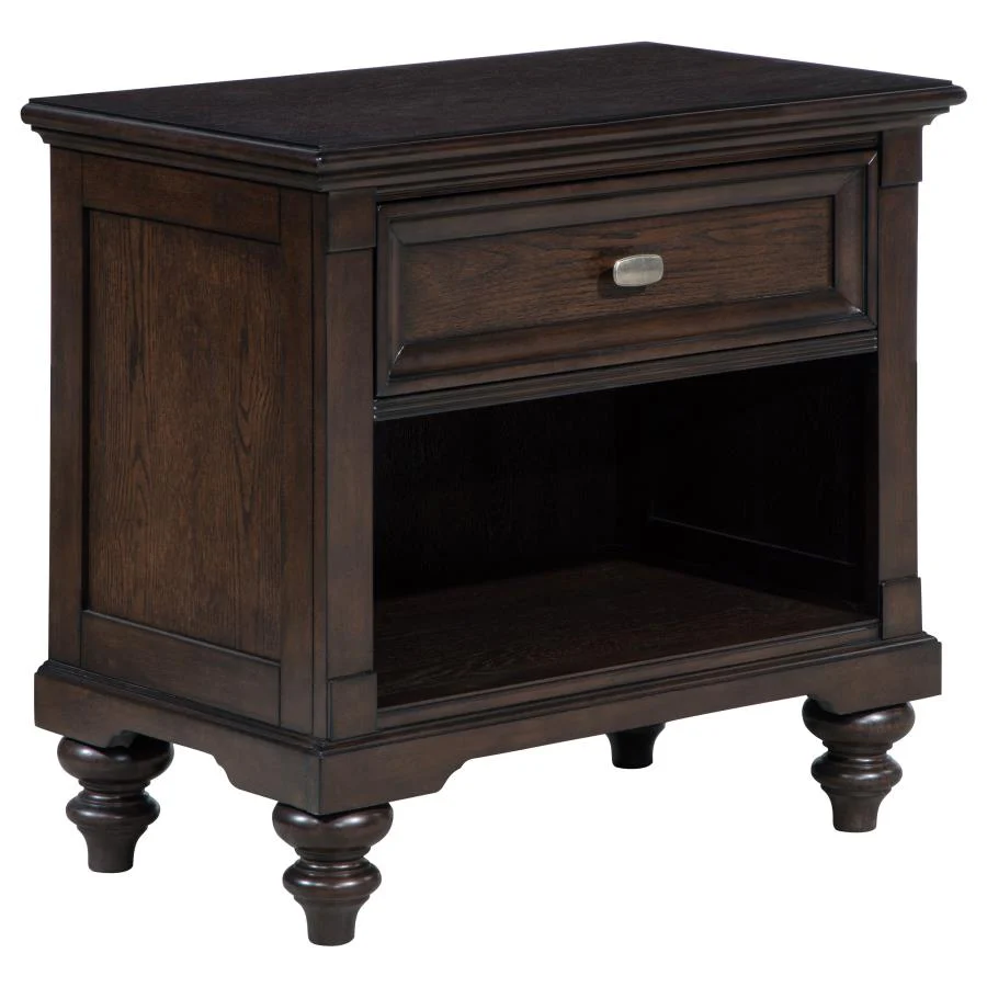 Devon Wine Red and Dark Oak 5-Piece Eastern King Bedroom Set - Image 5