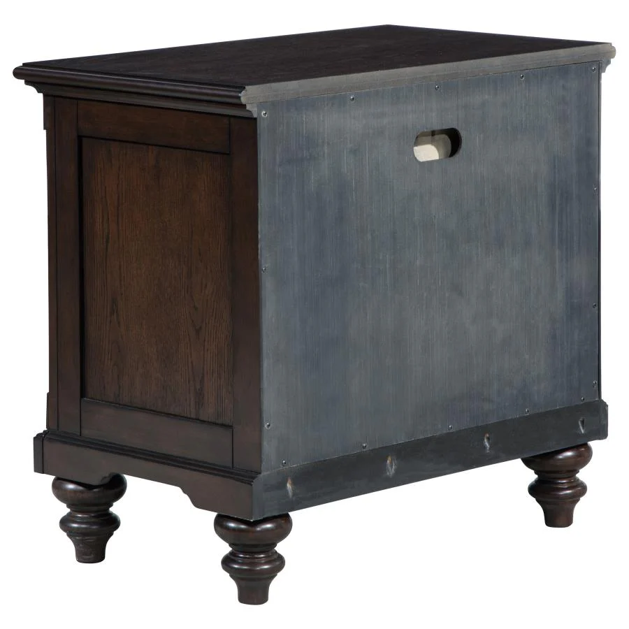 Devon Wine Red and Dark Oak 5-Piece Eastern King Bedroom Set - Image 6