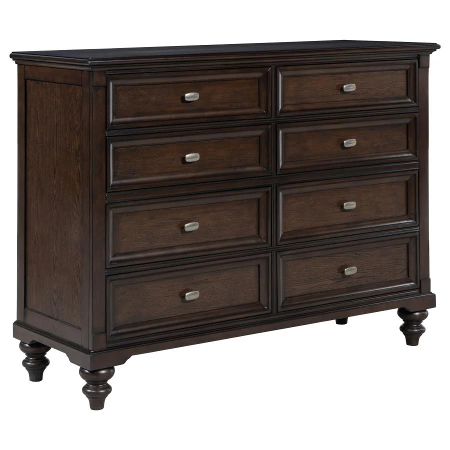 Devon Wine Red and Dark Oak 5-Piece Eastern King Bedroom Set - Image 7