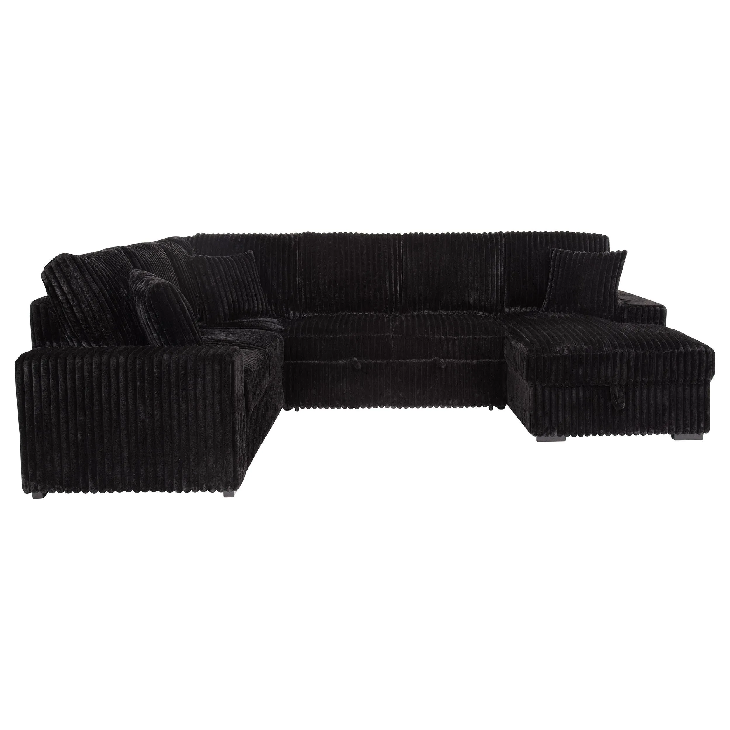 Devonshire Black Sleeper Sectional Sofa Storage Chaise - Image 13