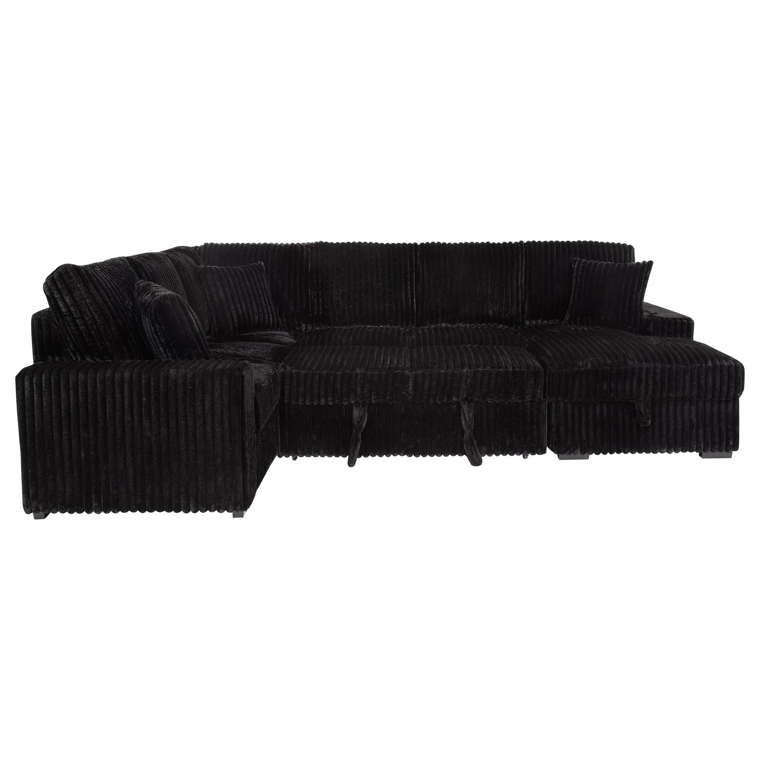 Devonshire Black Sleeper Sectional Sofa Storage Chaise - Image 14