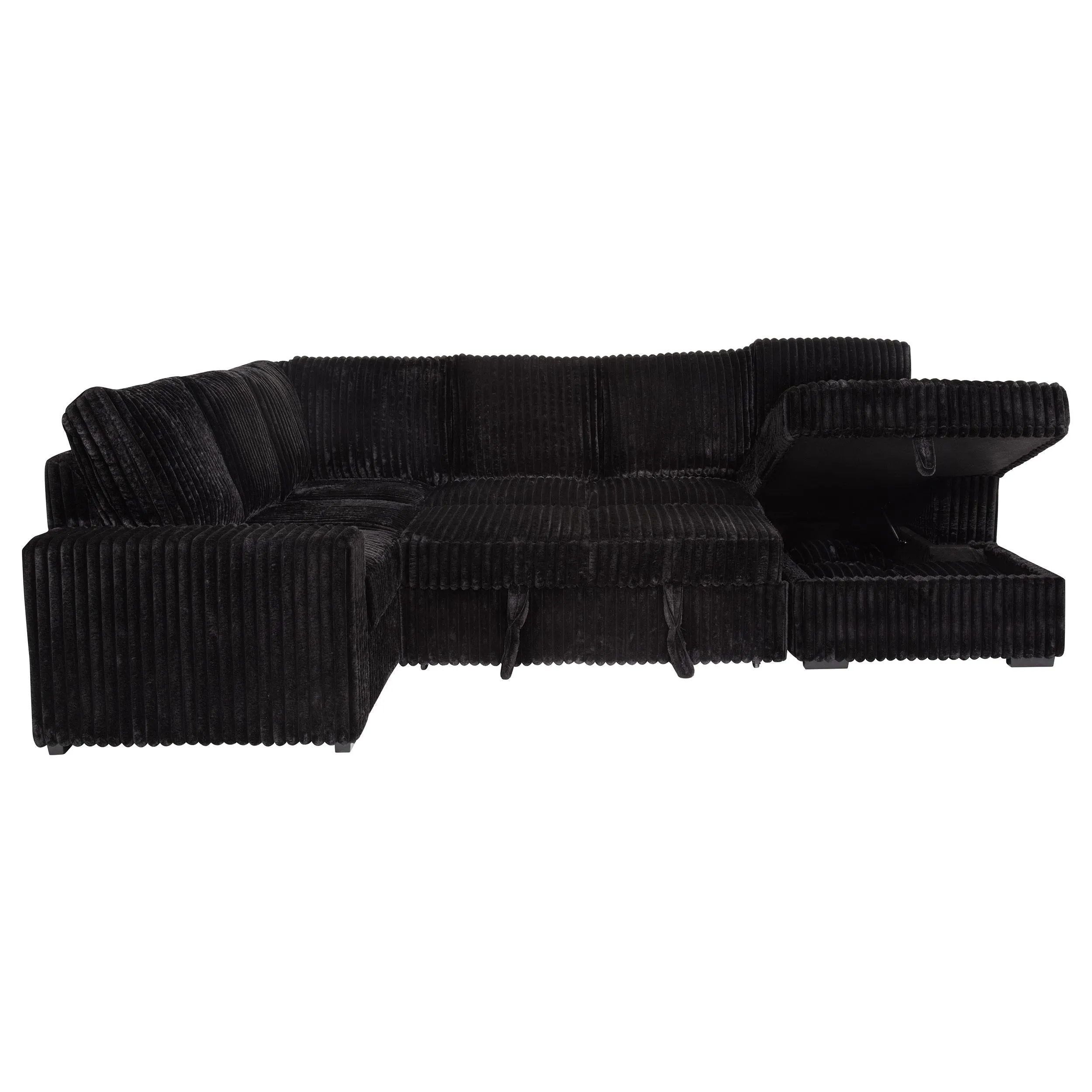 Devonshire Black Sleeper Sectional Sofa Storage Chaise - Image 15