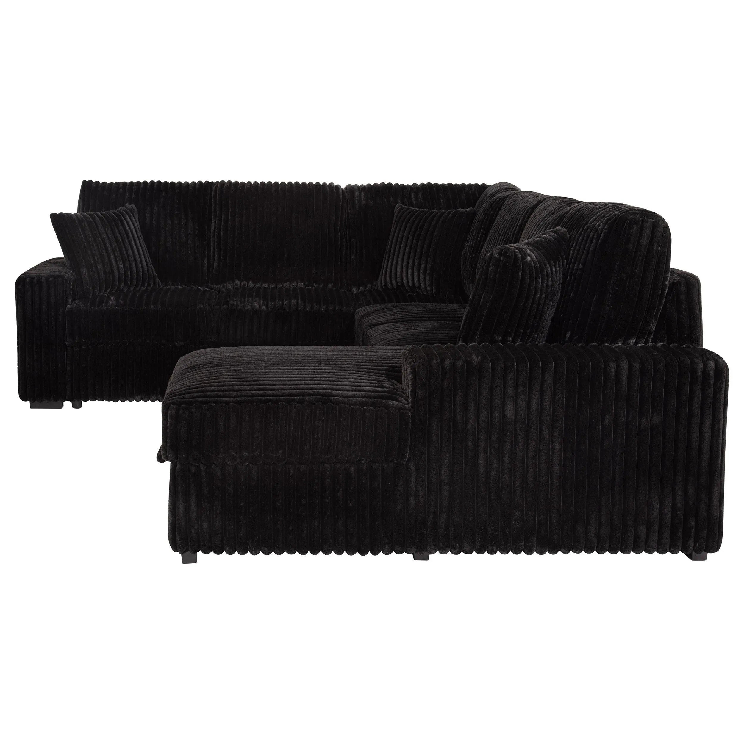 Devonshire Black Sleeper Sectional Sofa Storage Chaise - Image 9
