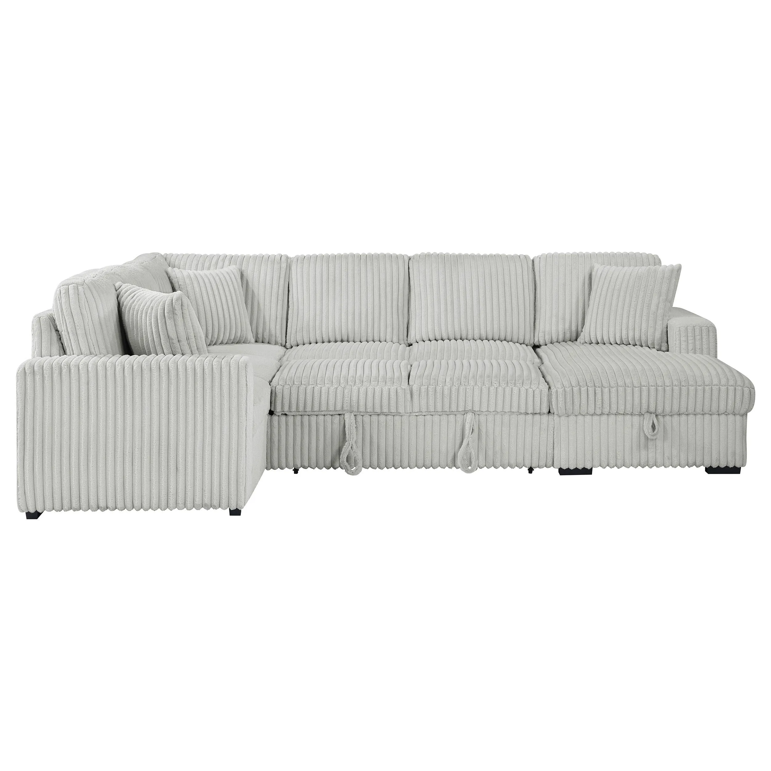 Devonshire Gray Sleeper Sectional Sofa Storage Chaise - Image 10