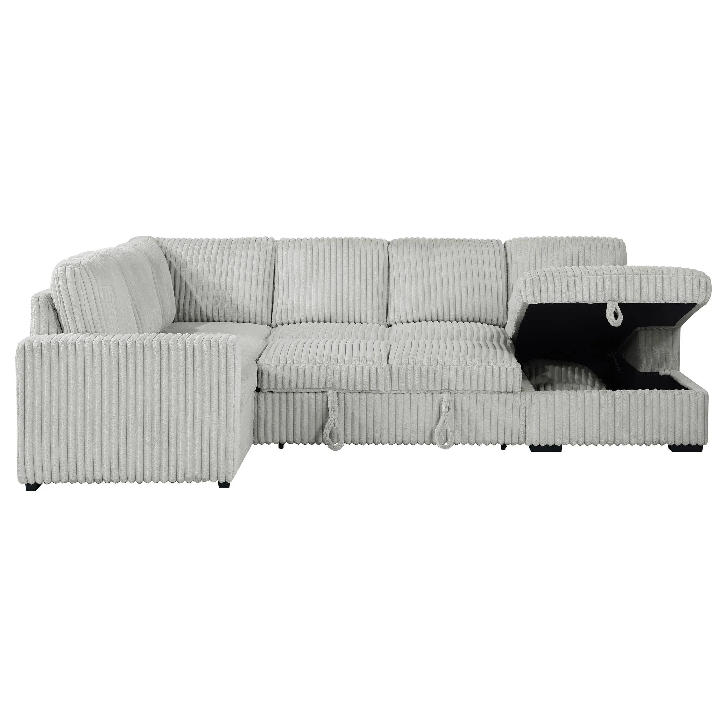 Devonshire Gray Sleeper Sectional Sofa Storage Chaise - Image 11